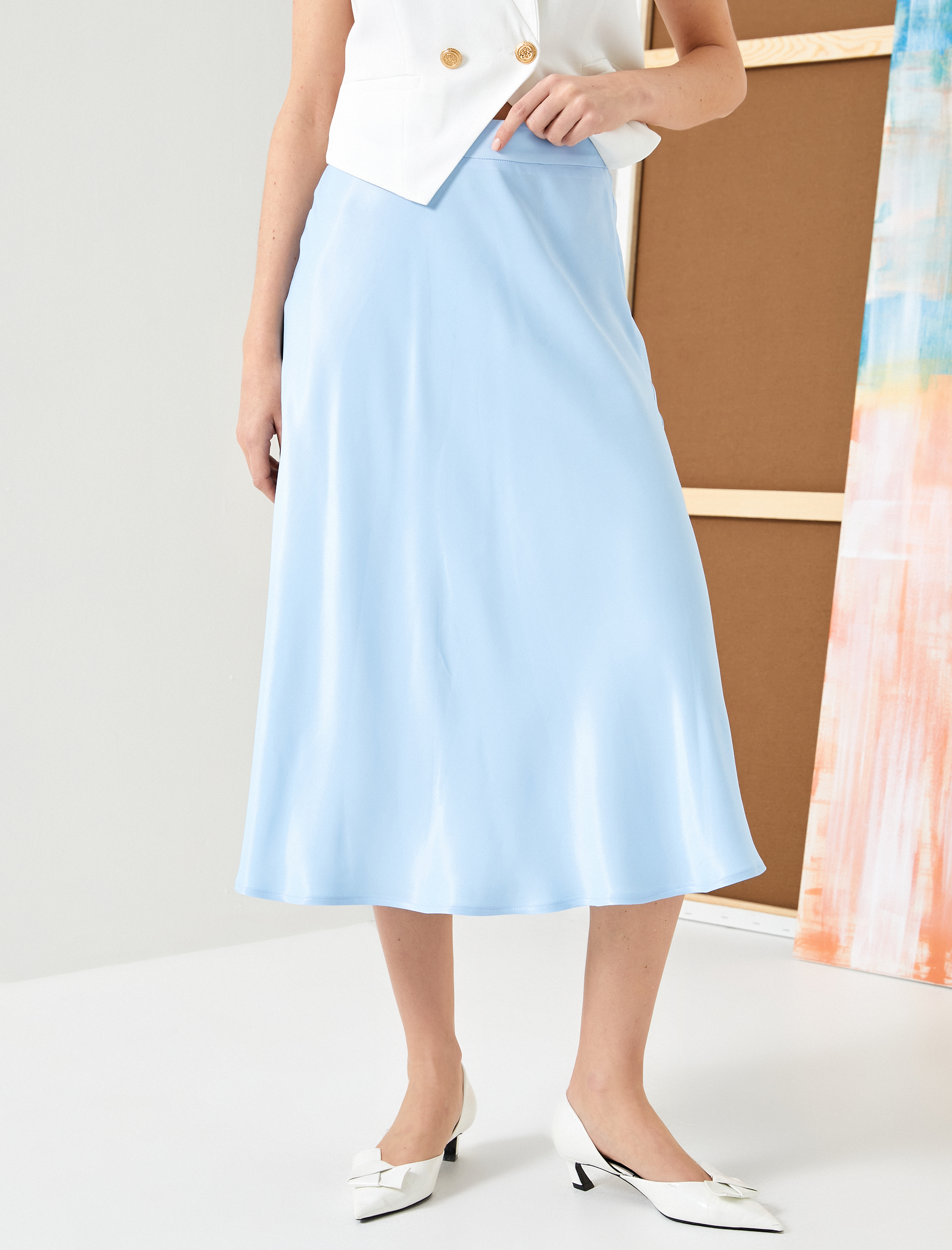   Midi Etek Kloş Normal Bel Viskon