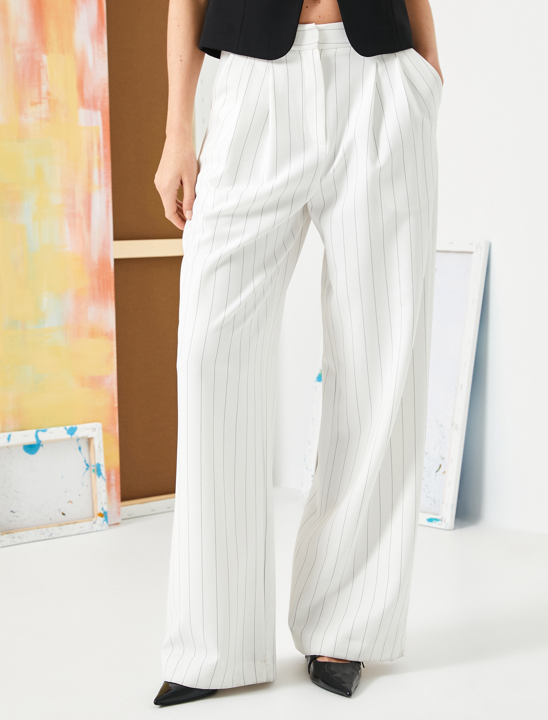   Palazzo Pantolon Bol Paça Yüksek Bel Cepli