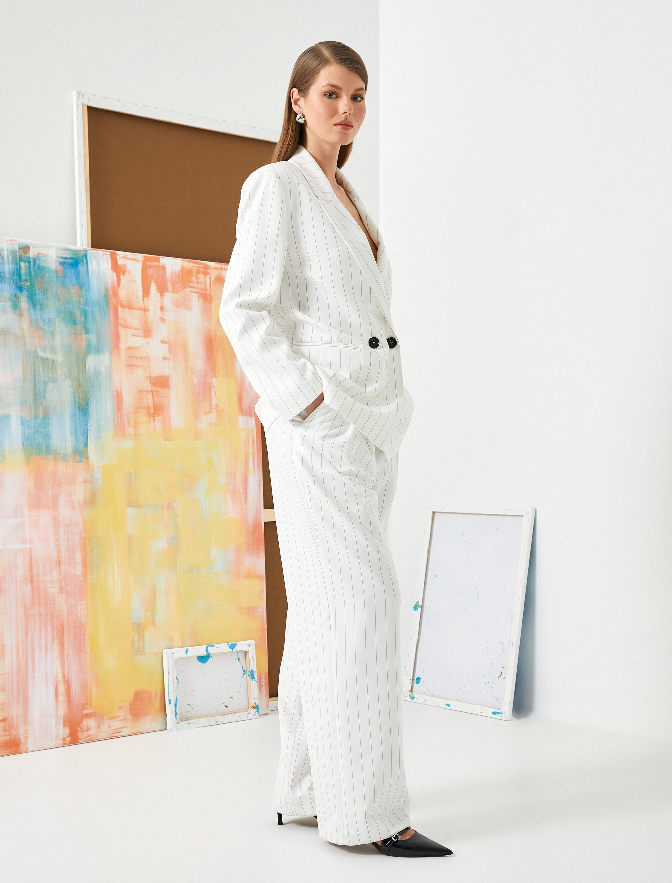   Palazzo Pantolon Bol Paça Yüksek Bel Cepli