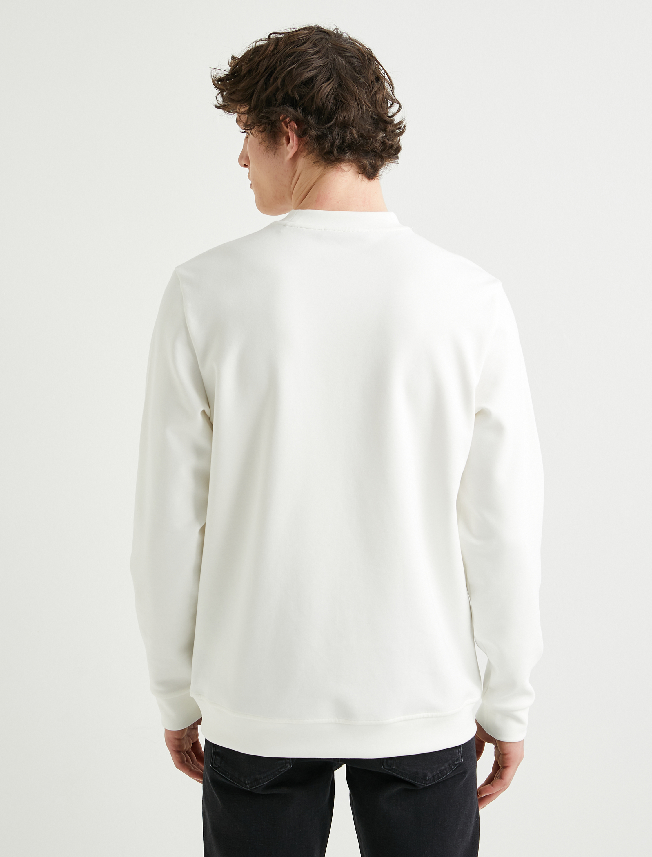   Slogan Nakışlı Sweatshirt Bisiklet Yaka Uzun Kollu