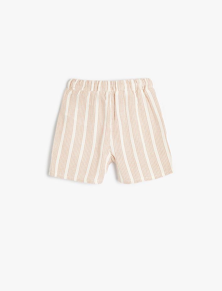 Erkek Bebek Şort Cepli Beli Lastikli Bağlamalı Viskon