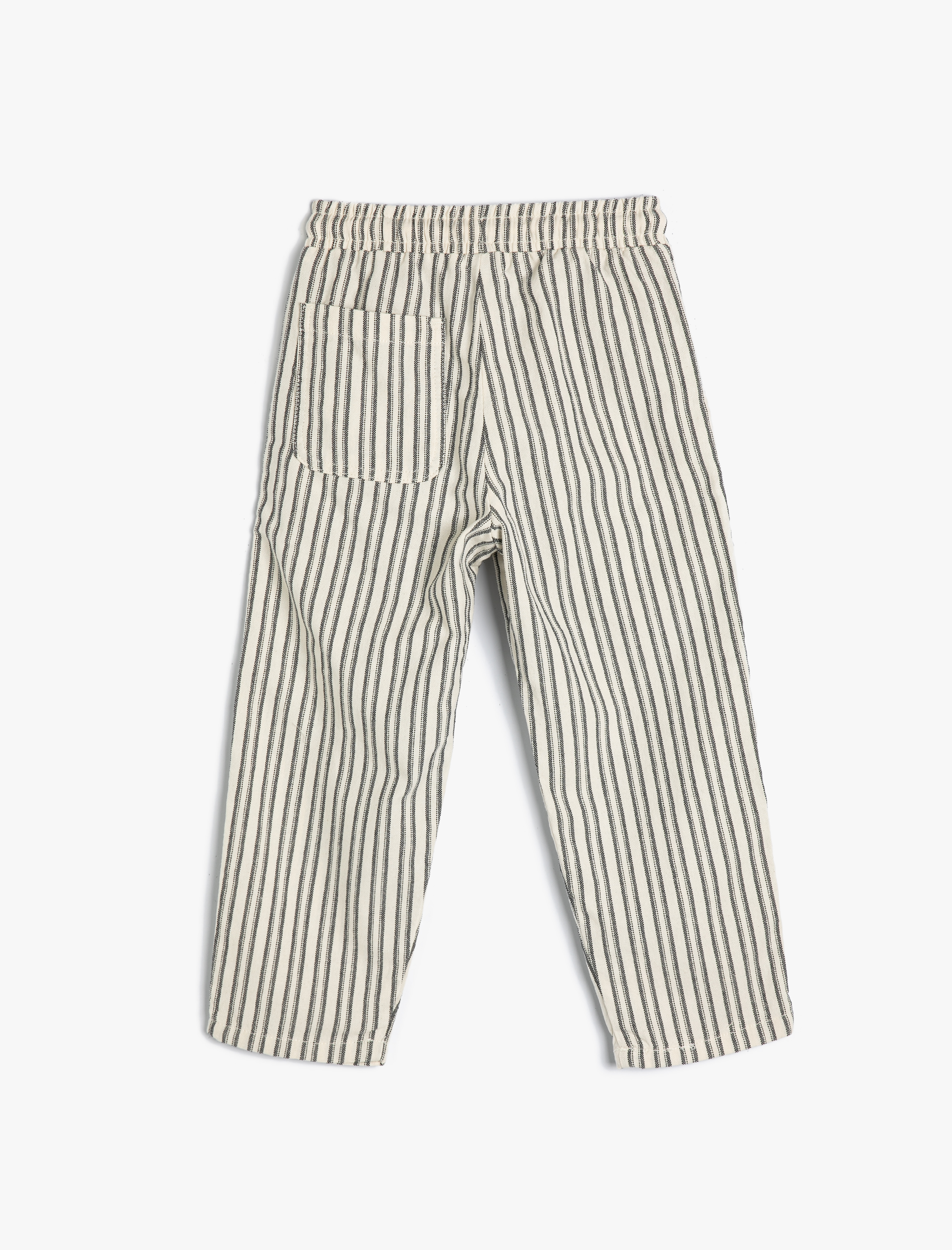  Erkek Çocuk Çizgili Pantolon Beli Bağlamalı Cepli Pamuklu