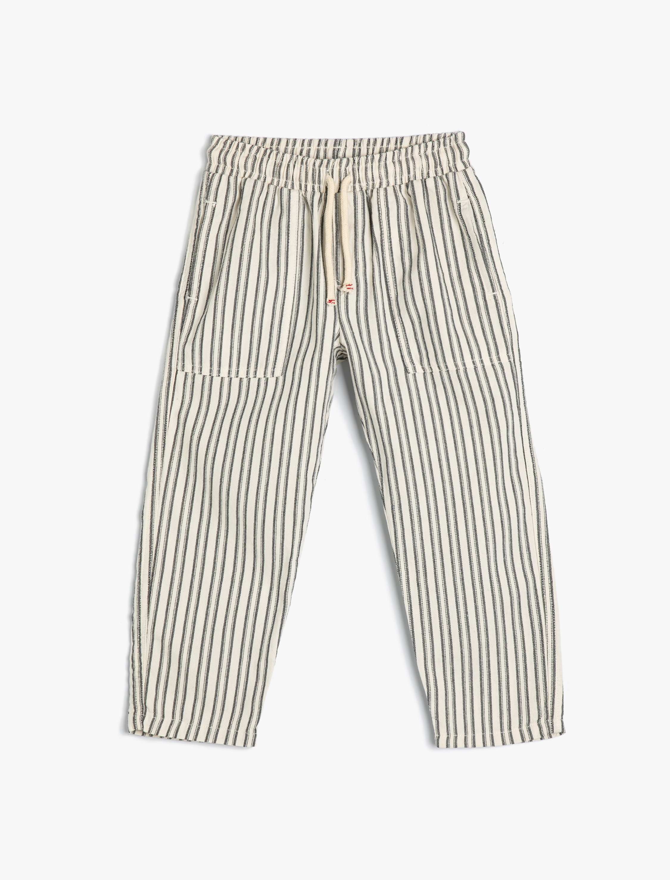  Erkek Çocuk Çizgili Pantolon Beli Bağlamalı Cepli Pamuklu