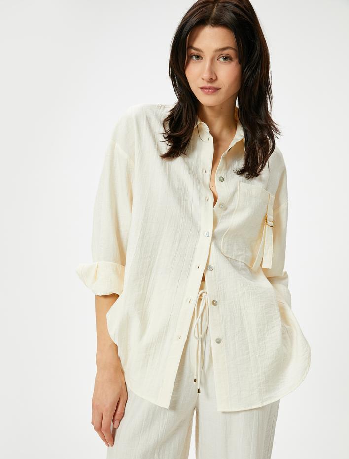  Uzun Kollu Gömlek Cep Detaylı Düğmeli