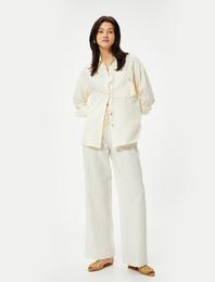 Uzun Kollu Gömlek Cep Detaylı Düğmeli