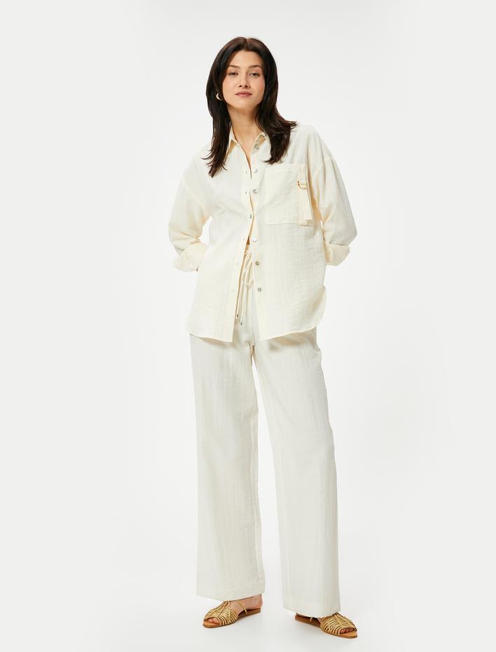  Uzun Kollu Gömlek Cep Detaylı Düğmeli