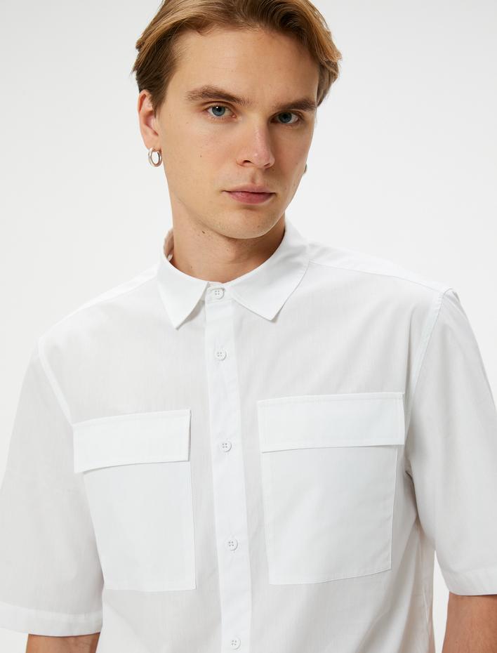  Kısa Kollu Gömlek Cep Detaylı Düğmeli