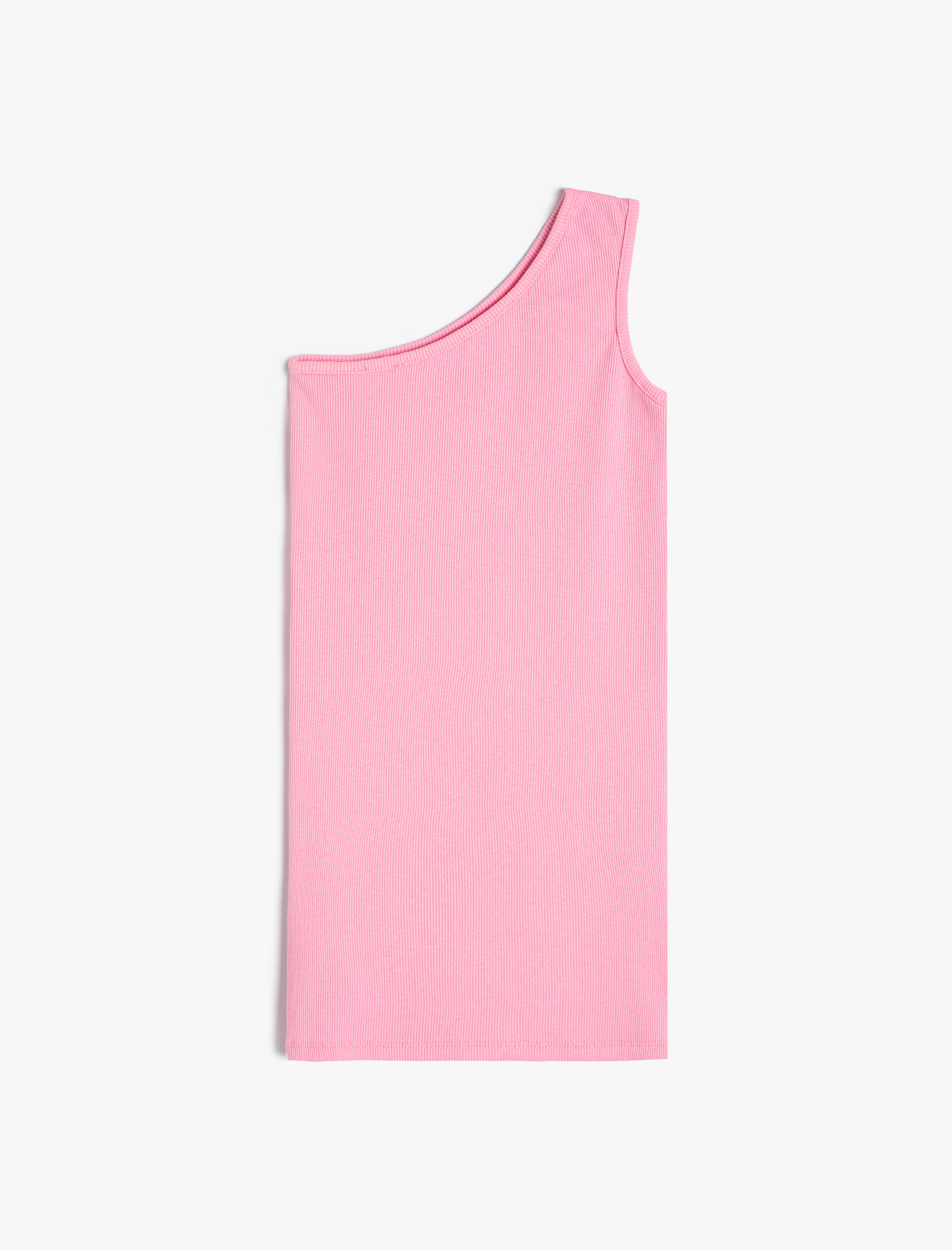  Kız Çocuk Tek Omuz Mini Elbise Pencere Detaylı Ribanalı Pamuklu