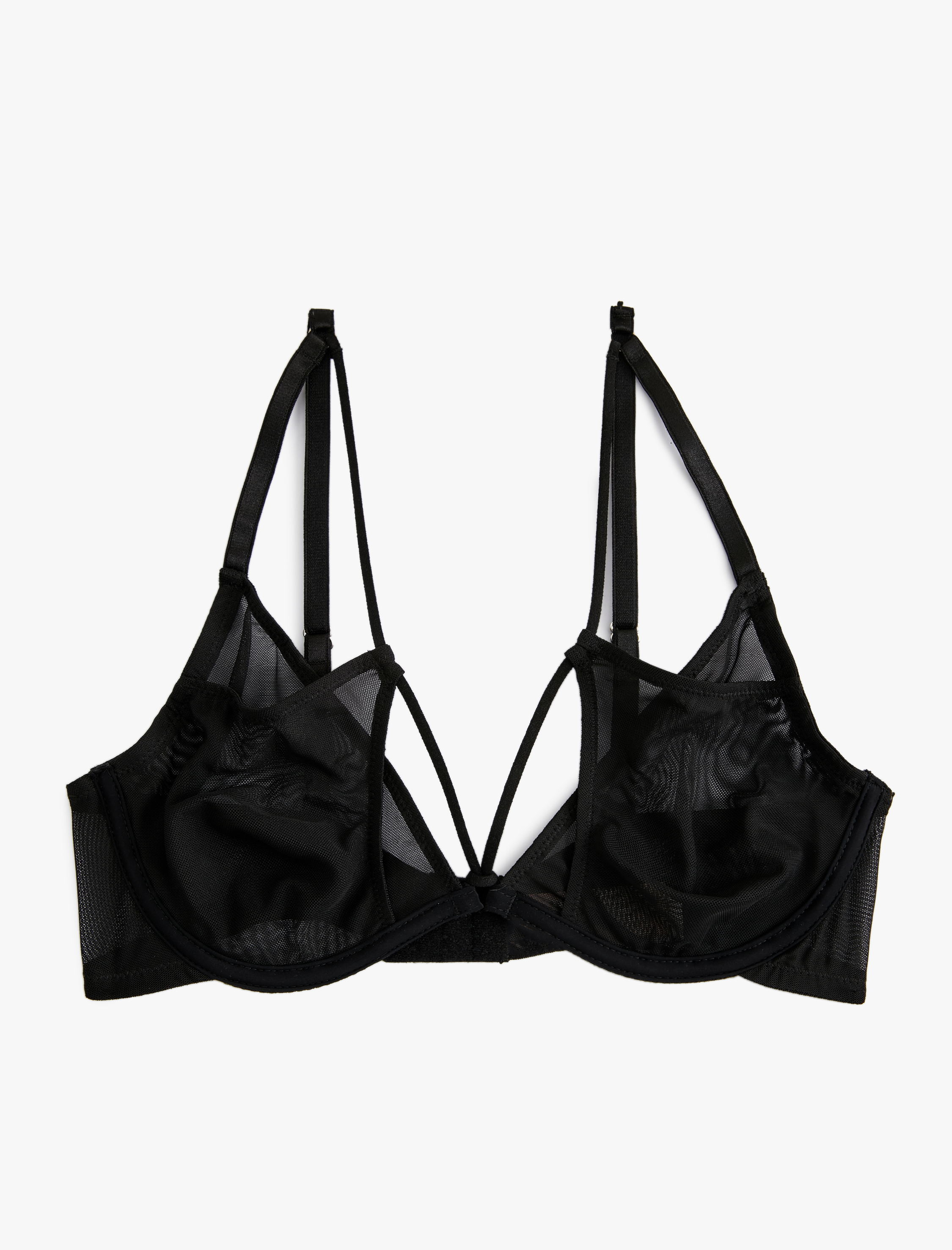   Tül Balenli Sütyen Biye Detaylı Dolgusuz