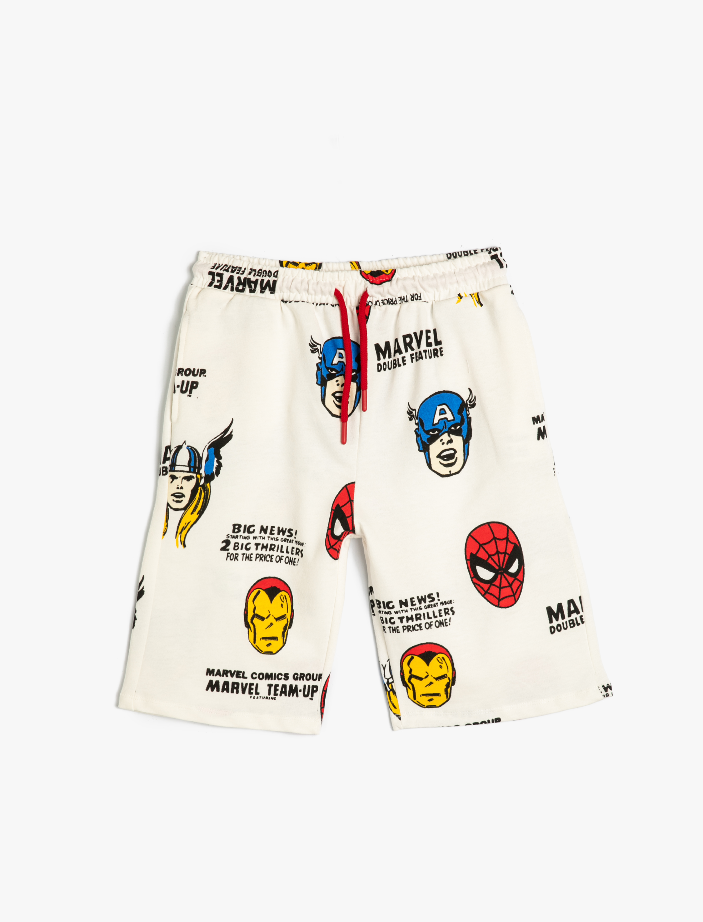  Erkek Çocuk Marvel Şort Lisanslı Baskılı Beli Bağlamalı Cepli Pamuklu