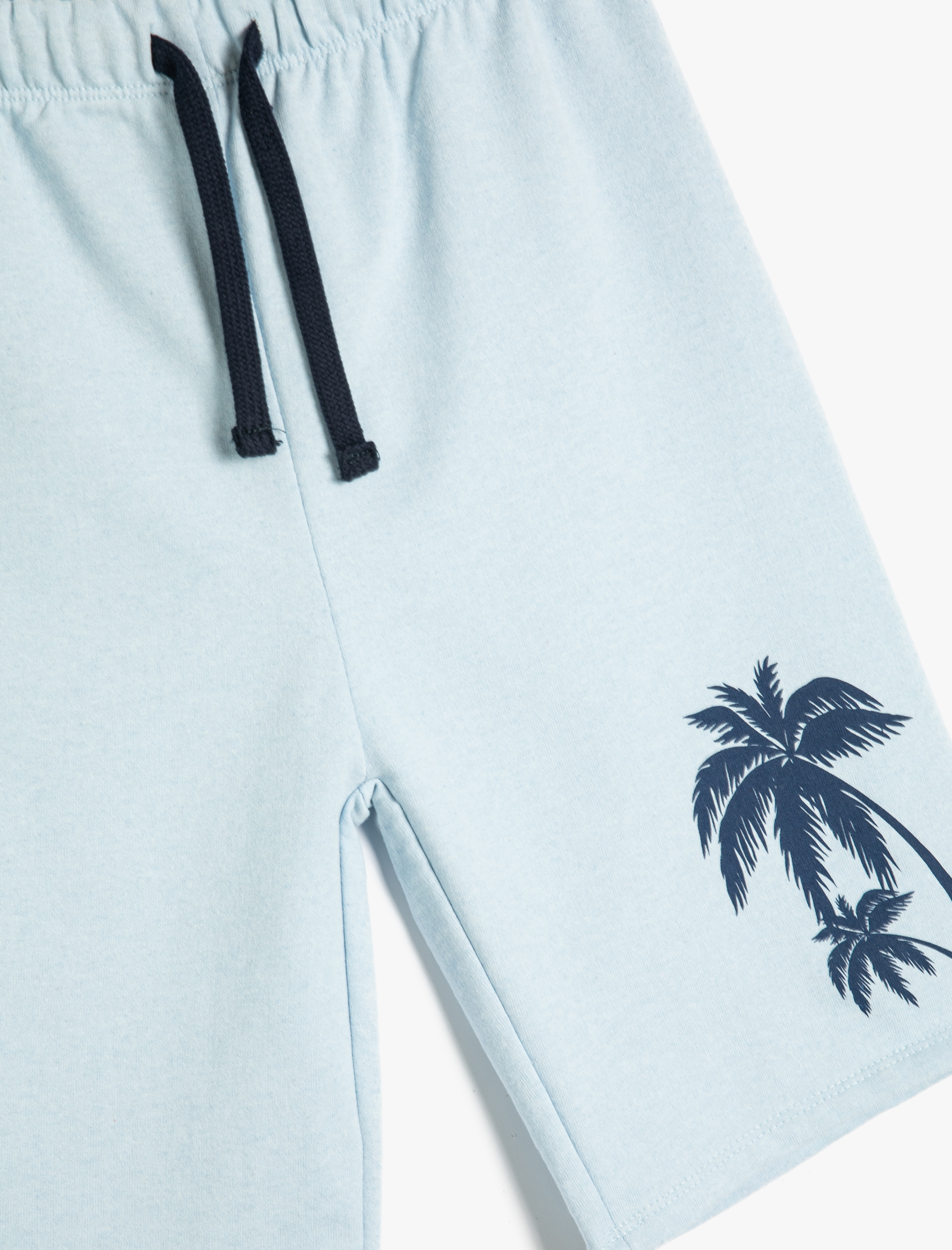  Erkek Çocuk Şort Palmiye Baskılı Beli Bağlamalı