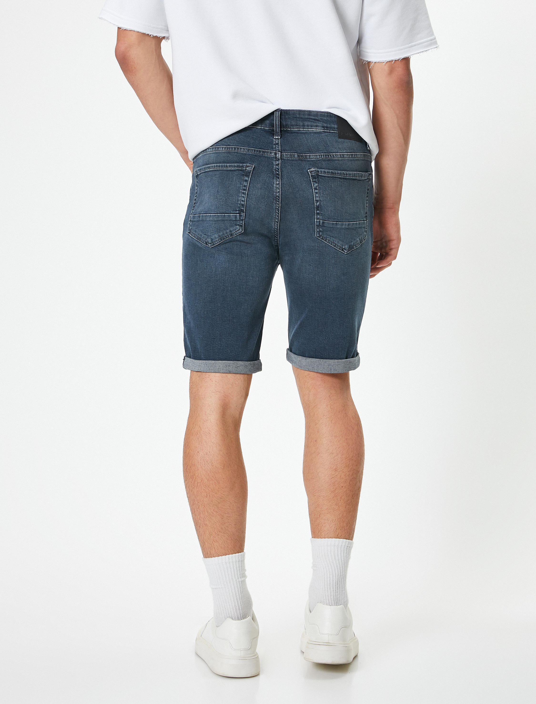   Kot Şort Katlı Paça Detaylı Düğmeli Cepli Pamuklu