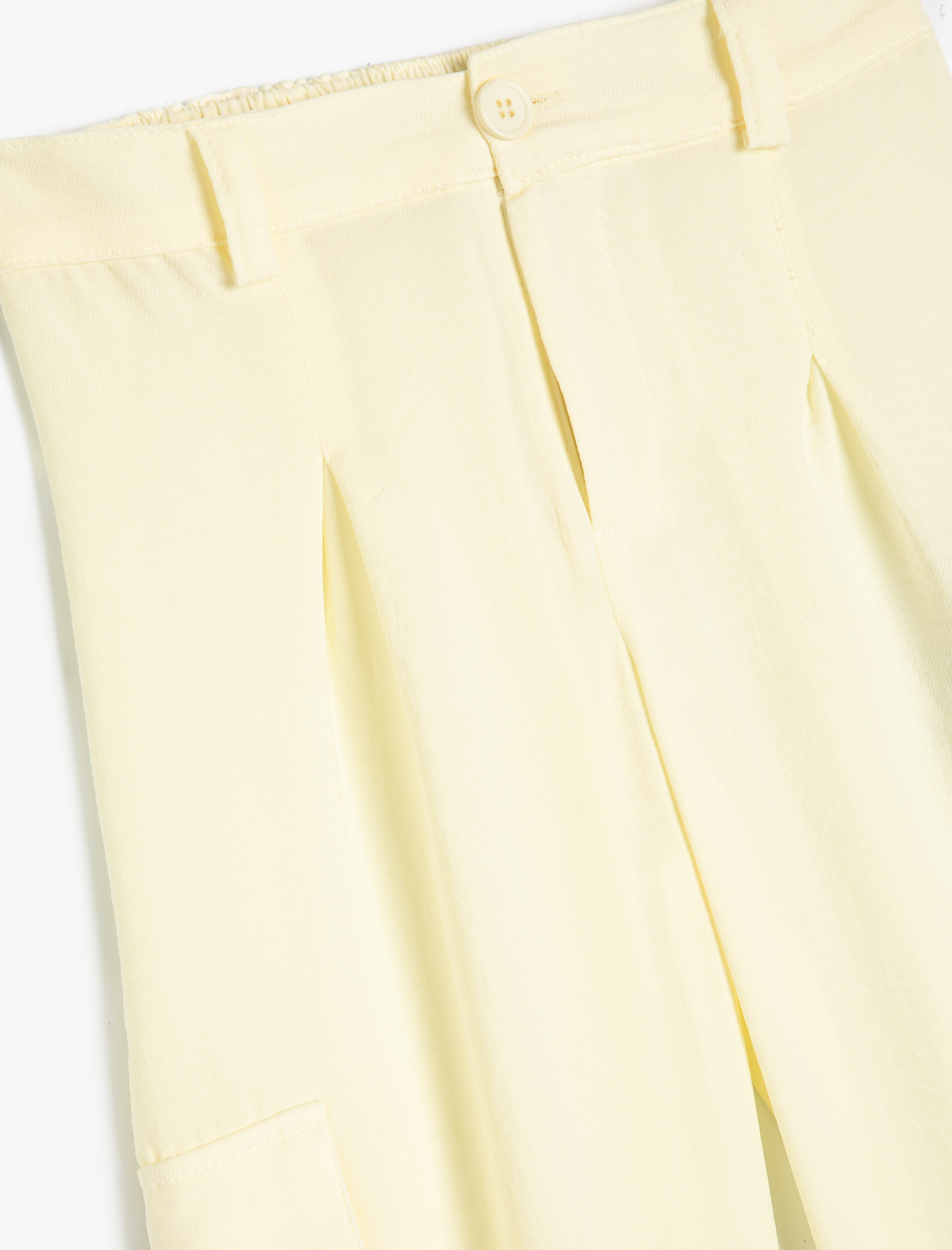  Kız Çocuk Pantolon Geniş Paça Cep Detaylı Düğmeli