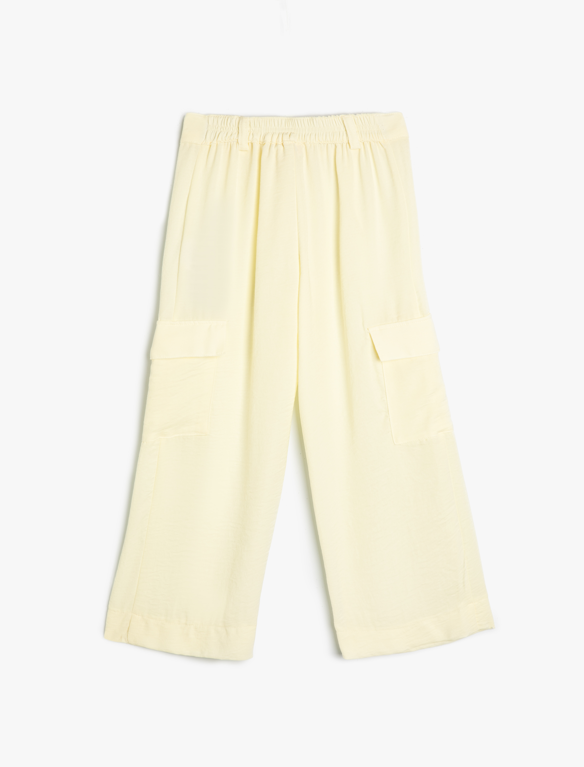  Kız Çocuk Pantolon Geniş Paça Cep Detaylı Düğmeli