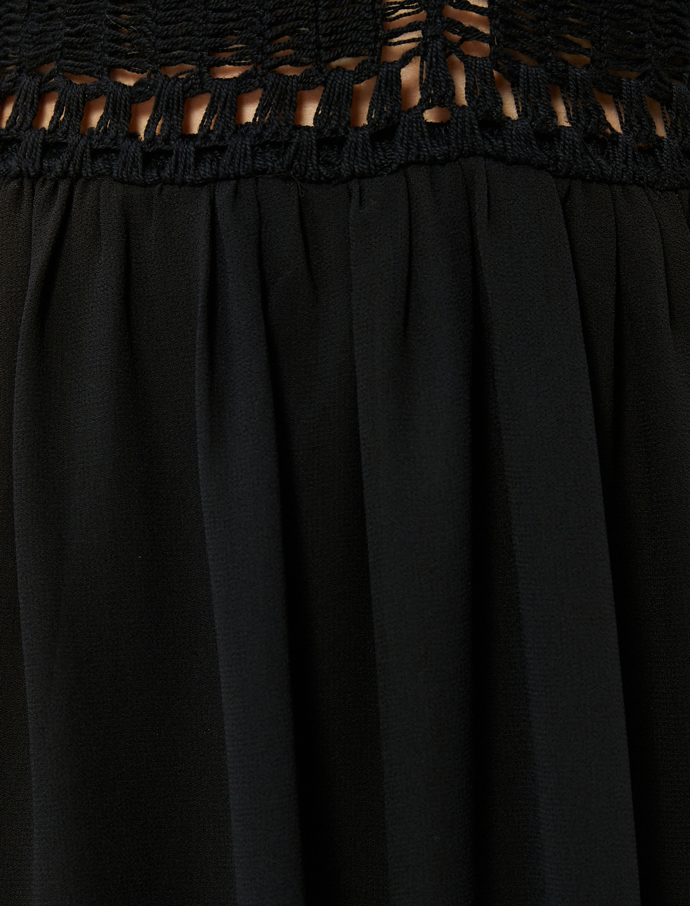 Tül Kroşe Midi Plaj Elbisesi İnce Askılı Astarlı