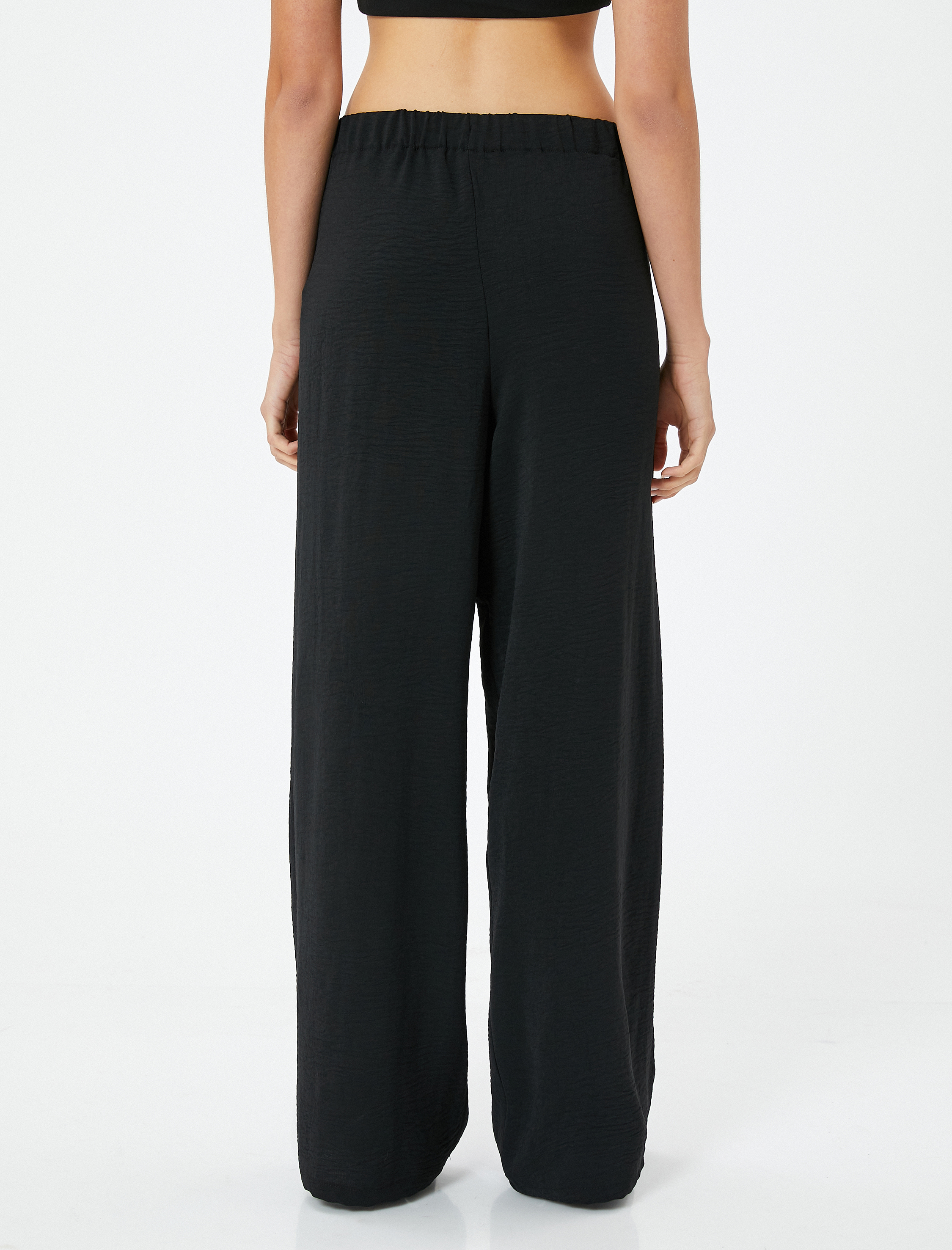   Etekli Pantolon Kruvaze Bağlama Detaylı Bol Paça