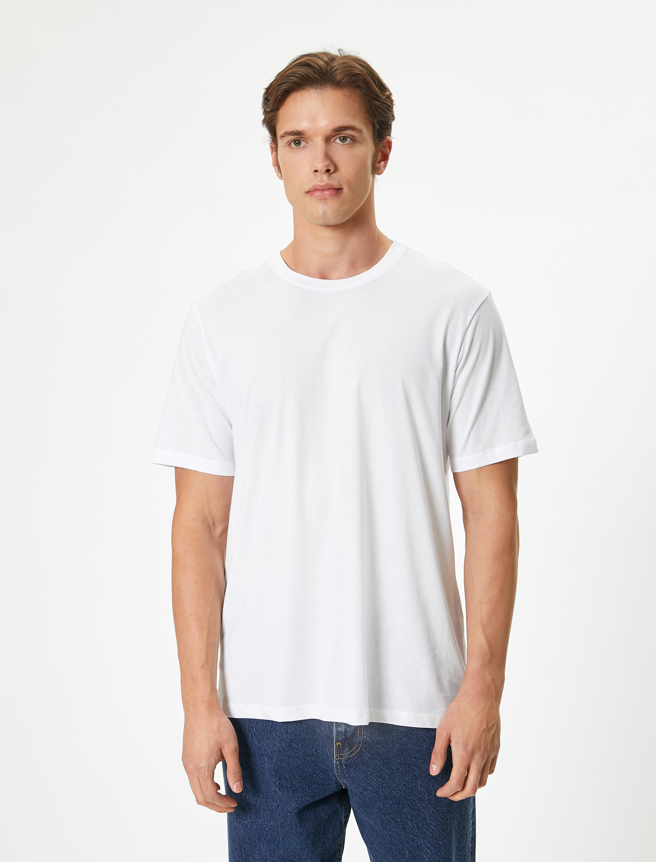   Bisiklet Yaka Regular Fit Pamuklu Kısa Kollu Basic Tişört