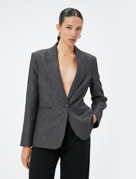 Blazer Ceket Kruvaze Ters Yaka Cepli Regular Fit