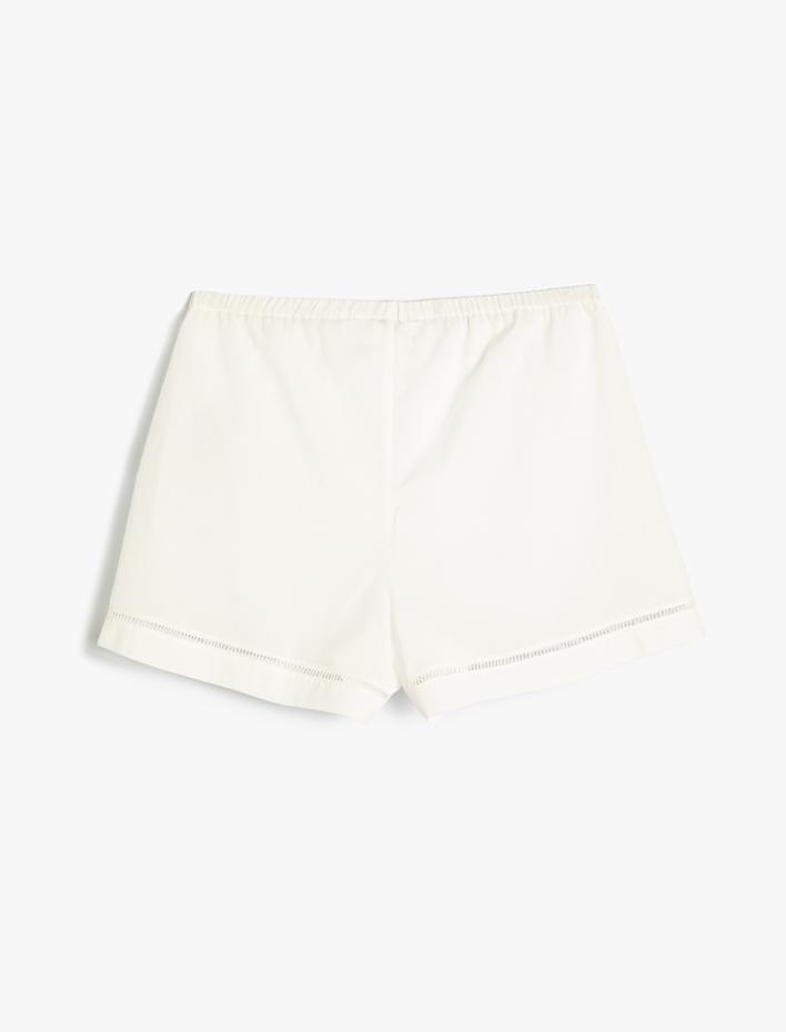  Brodeli Şort Pijama Altı Pamuklu Rahat Kalıp