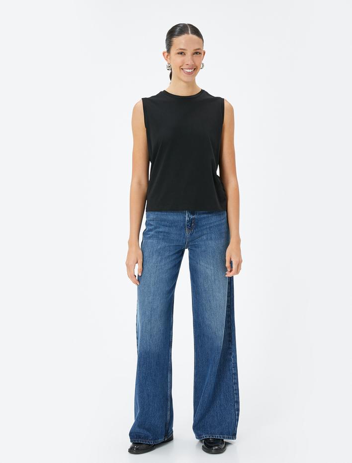  Kolsuz Tişört Basic Bisiklet Yaka Pamuklu Standart Kesim