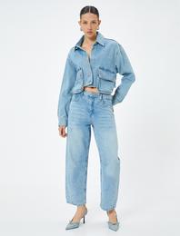 Oversize Balon Fit Kot Pantolon Cepli - Balloon Fit Jean