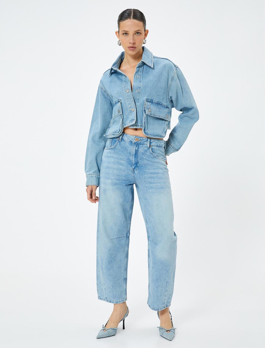   Oversize Balon Fit Kot Pantolon Cepli - Balloon Fit Jean