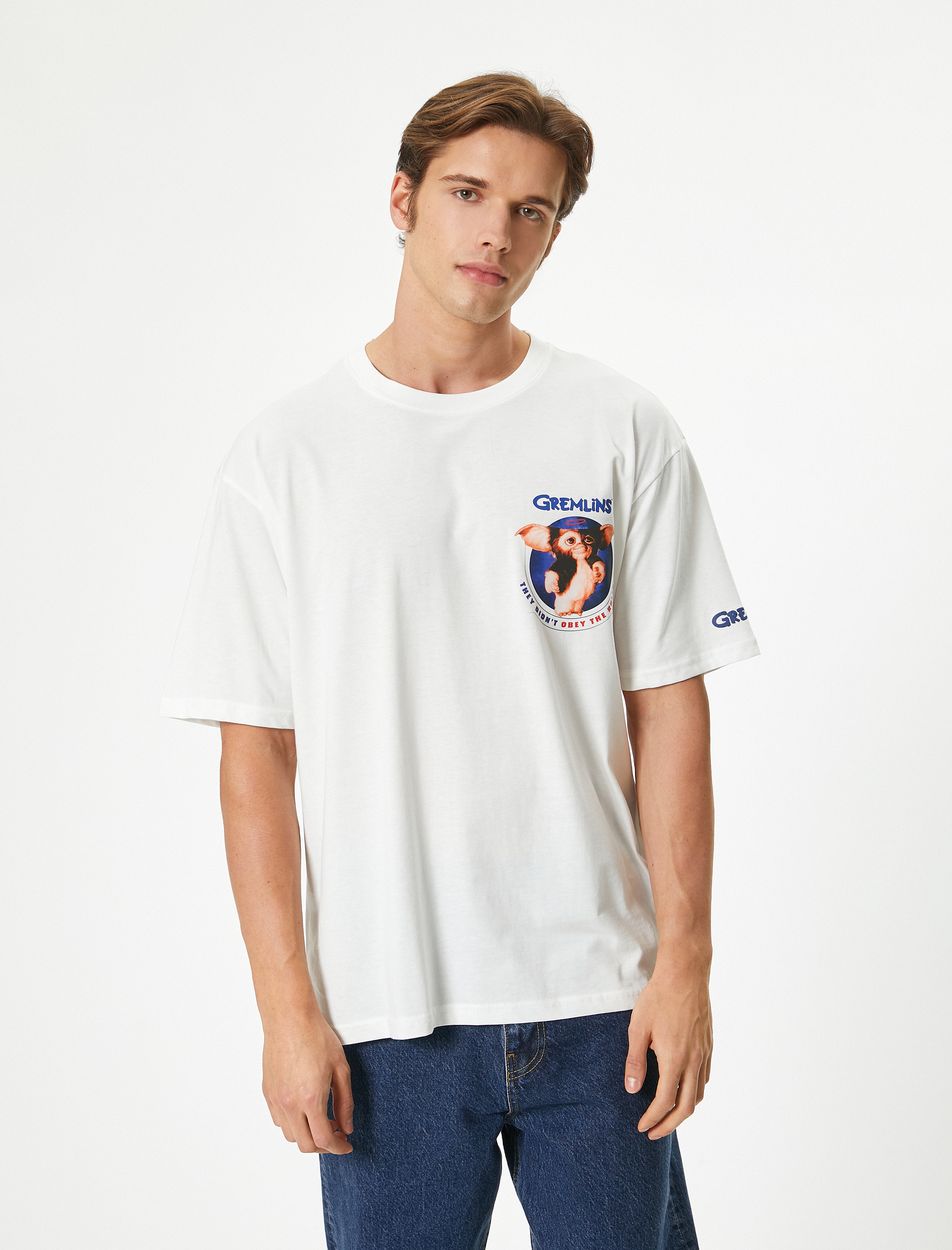 Gremlins Tişört Lisanslı Oversize Kısa Kollu Bisiklet Yaka Pamuklu