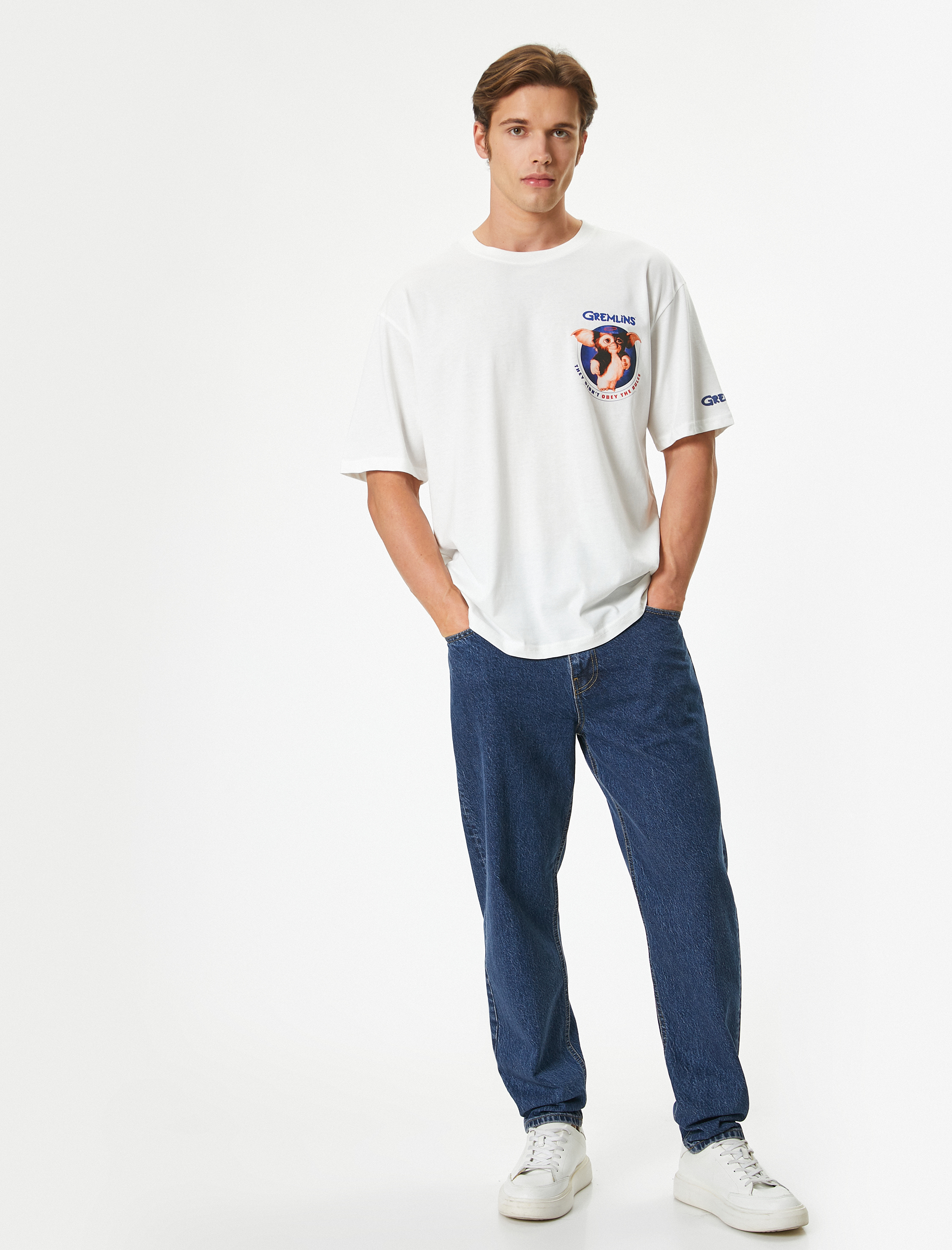 Gremlins Tişört Lisanslı Oversize Kısa Kollu Bisiklet Yaka Pamuklu