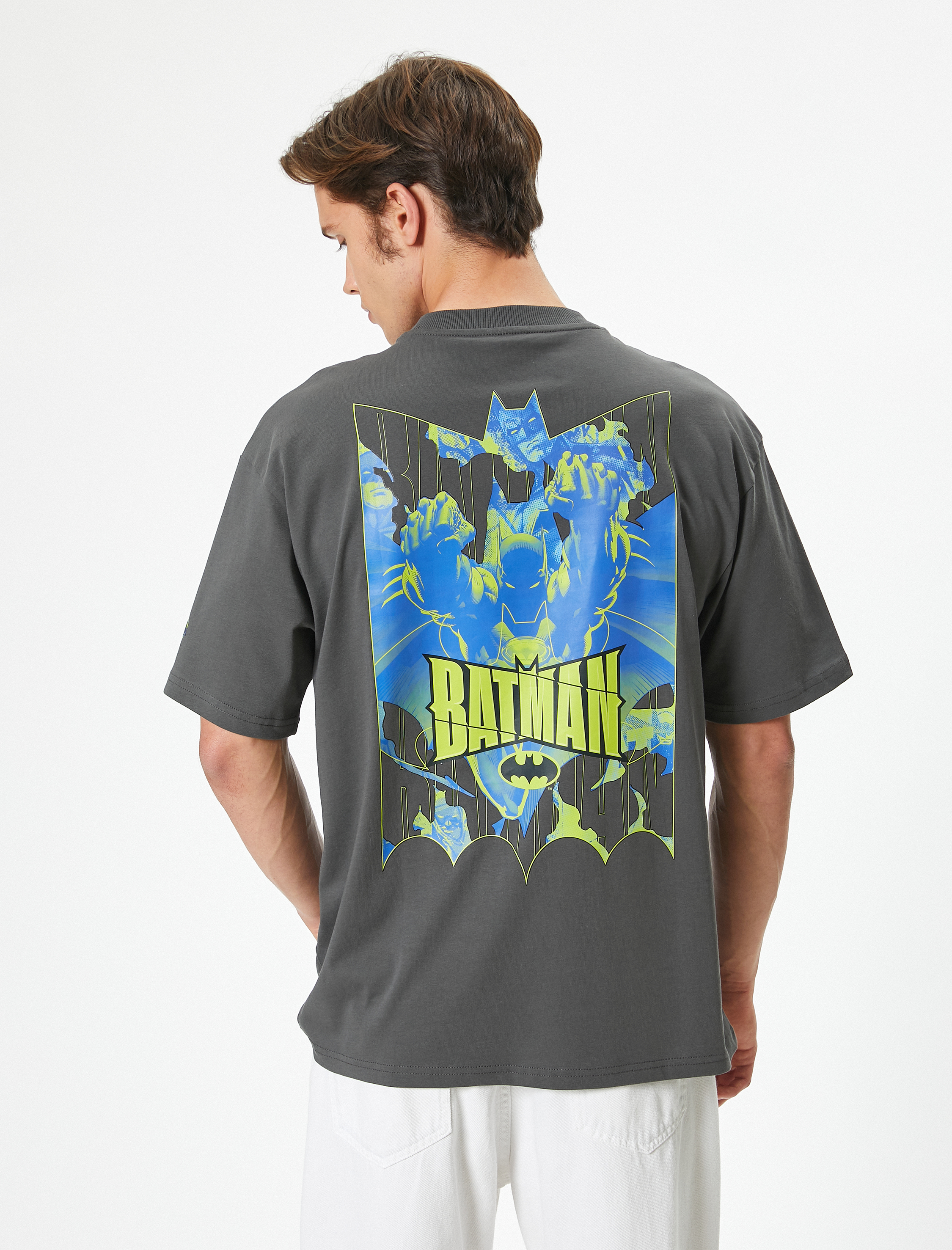 Batman Tişört Lisanslı Oversize Kısa Kollu Bisiklet Yaka Pamuklu