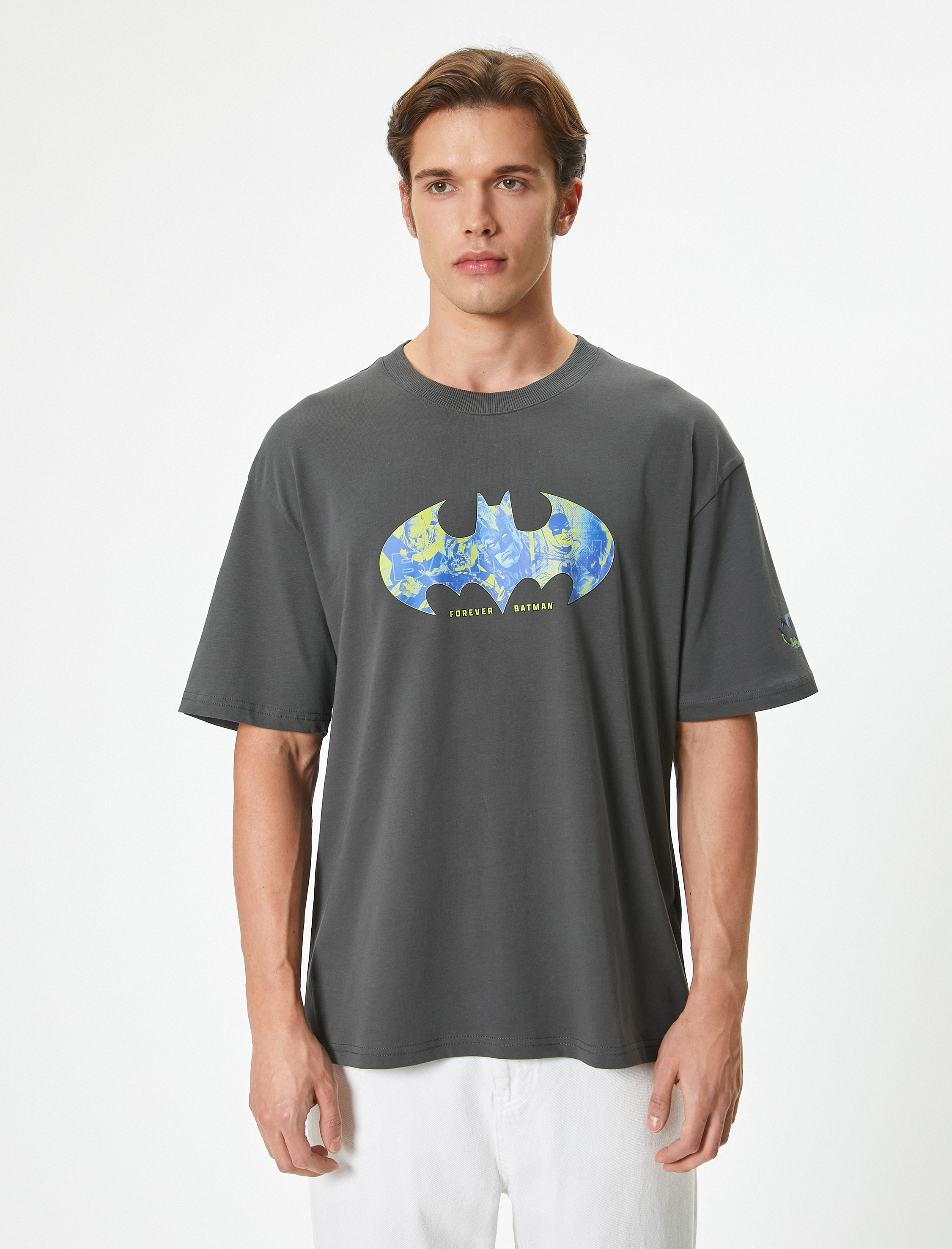 Batman Tişört Lisanslı Oversize Kısa Kollu Bisiklet Yaka Pamuklu