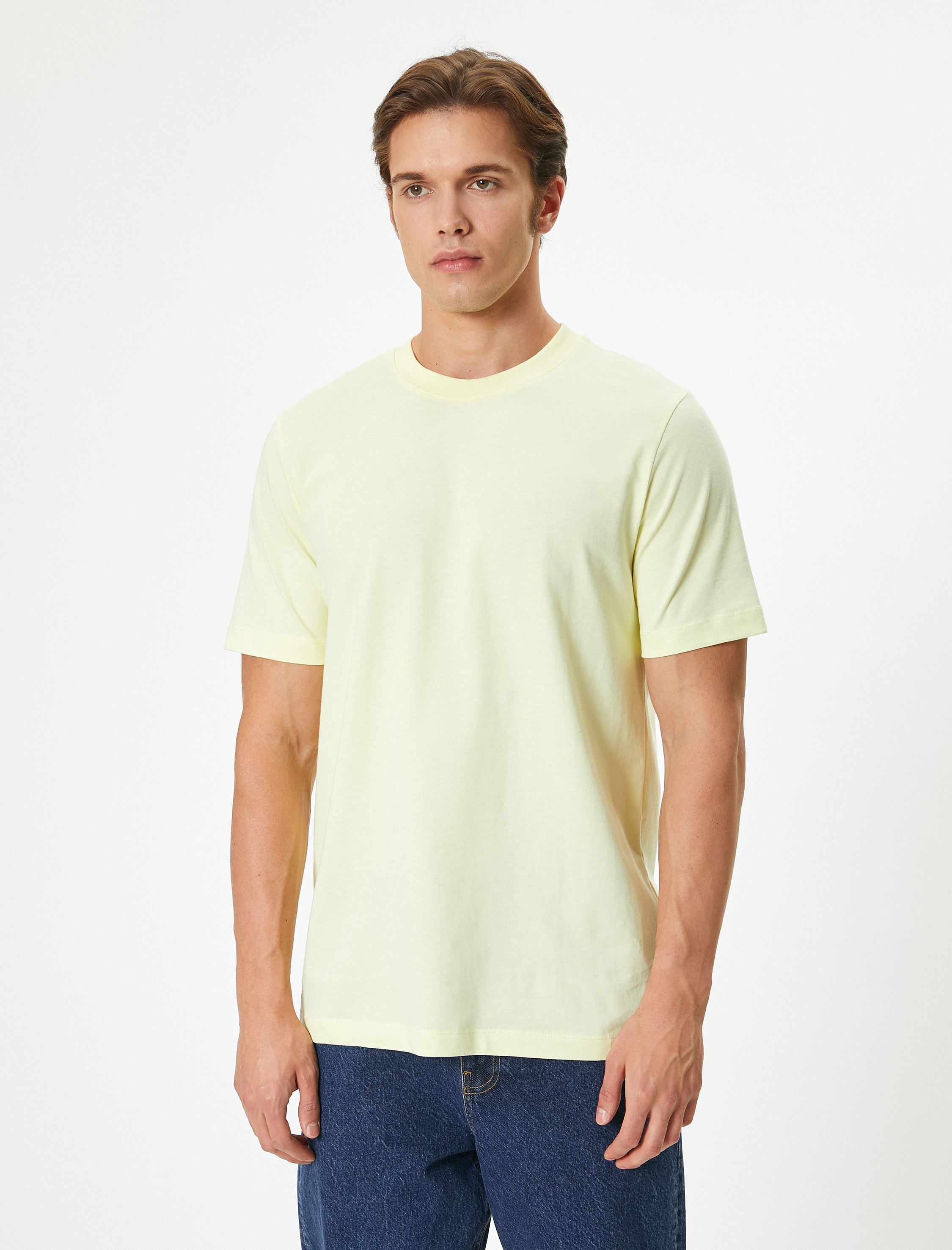   Basic Tişört Bisiklet Yaka Kısa Kollu Pamuklu