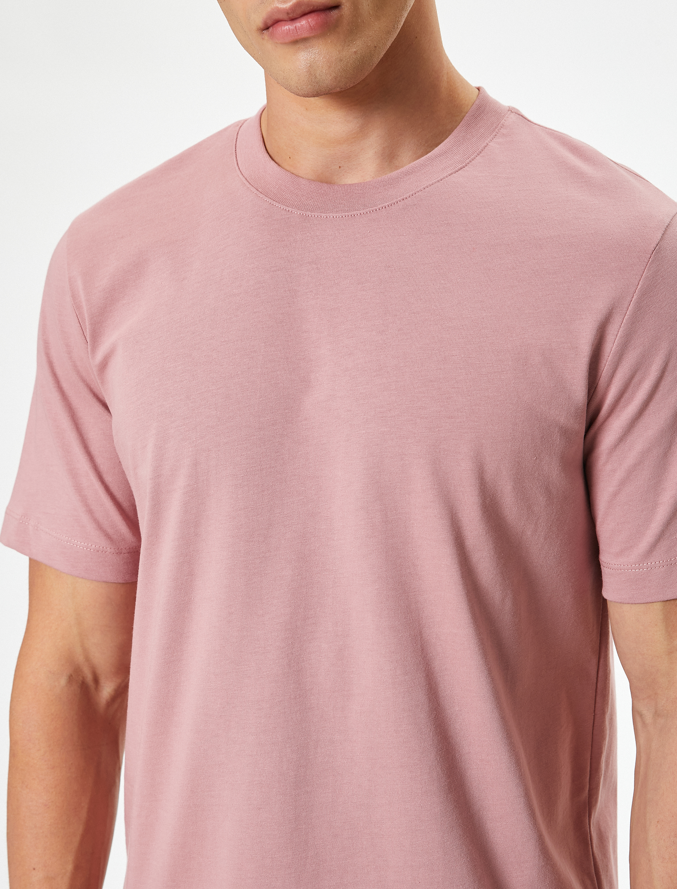   Basic Tişört Bisiklet Yaka Kısa Kollu Pamuklu