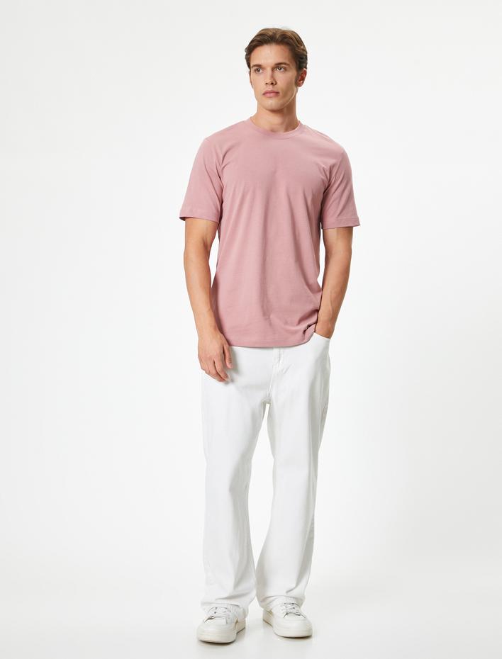  Basic Tişört Bisiklet Yaka Kısa Kollu Pamuklu