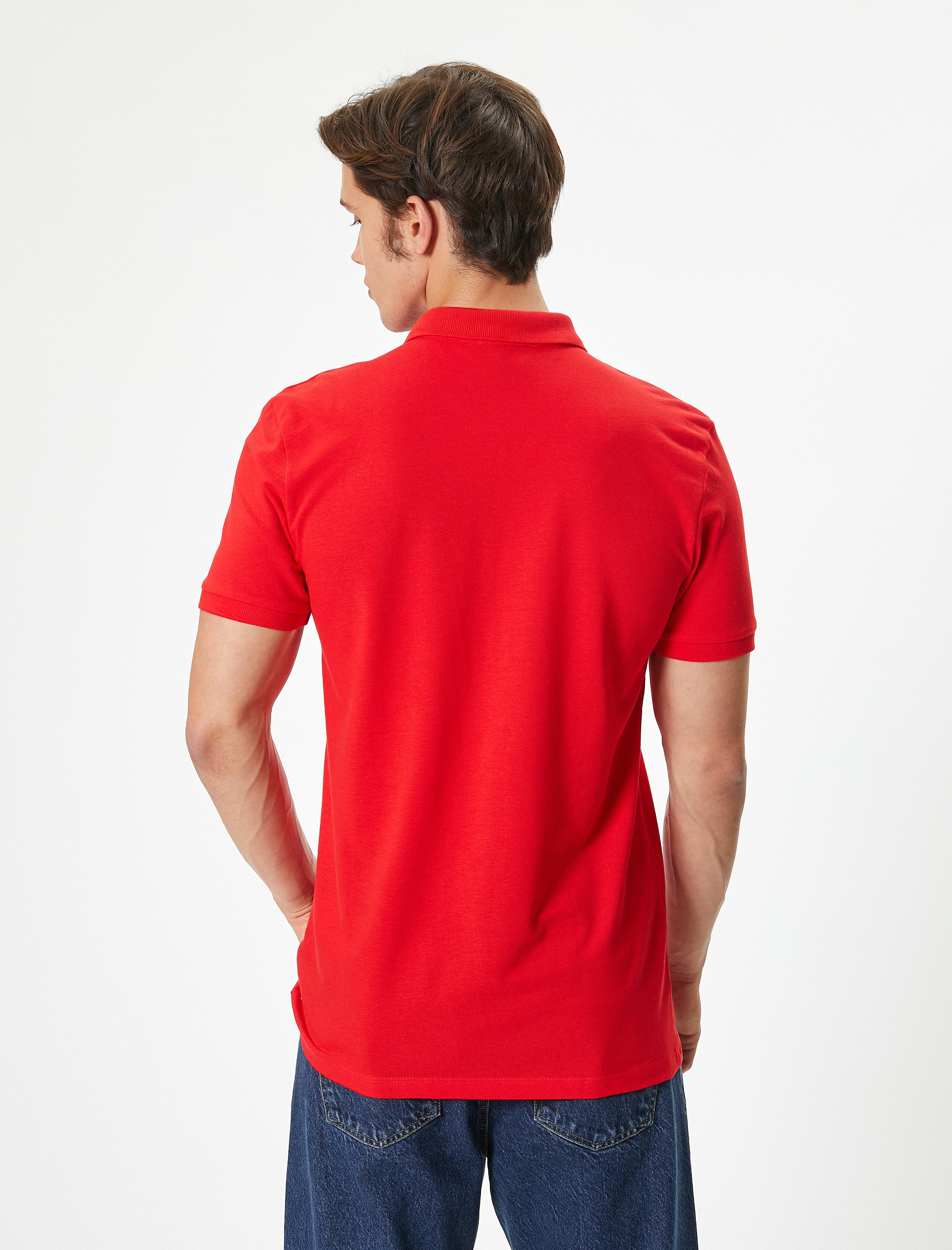 Polo Yaka Tişört Slim Fit Düğmeli Kısa Kollu