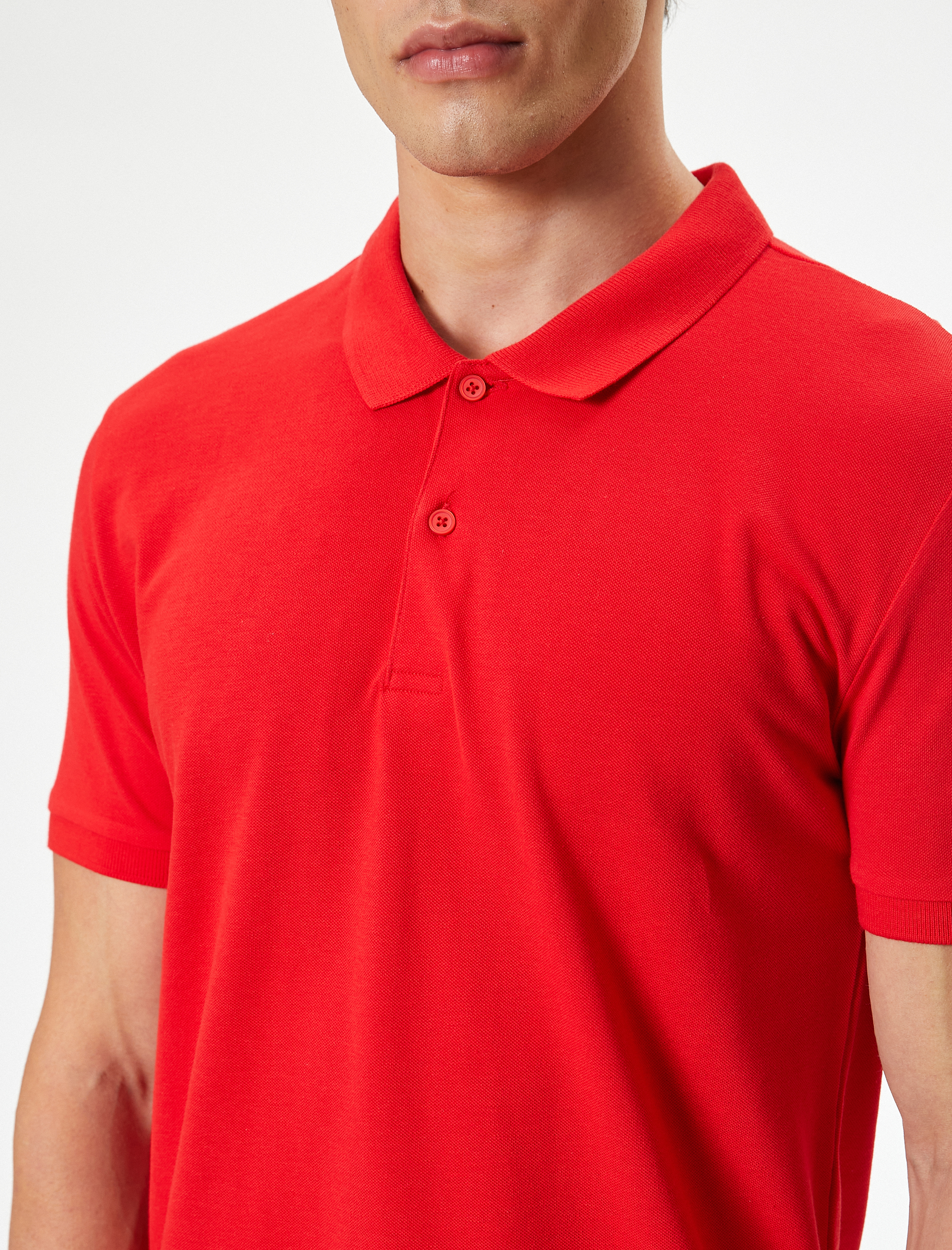 Polo Yaka Tişört Slim Fit Düğmeli Kısa Kollu