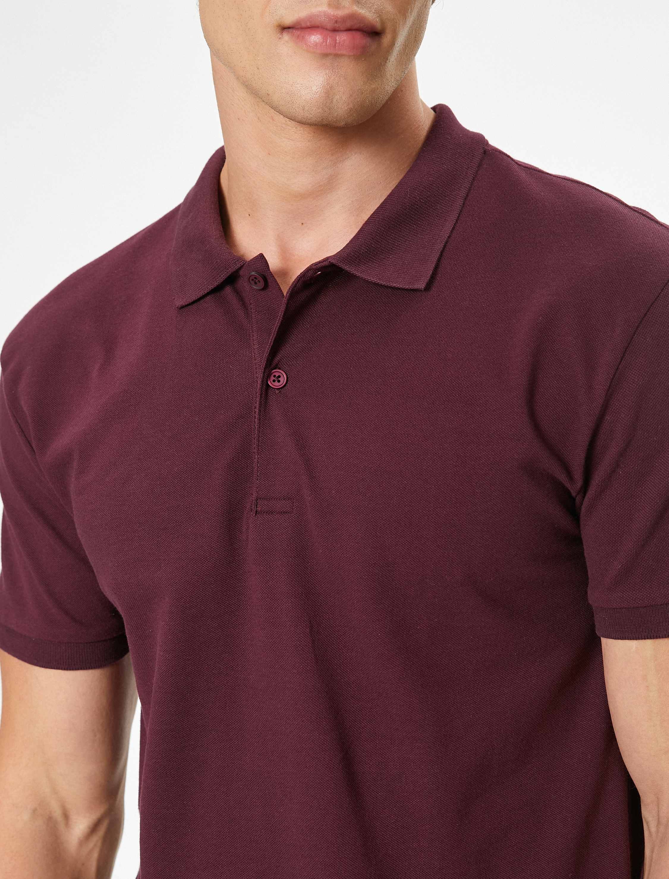   Polo Yaka Tişört Slim Fit Düğmeli Kısa Kollu