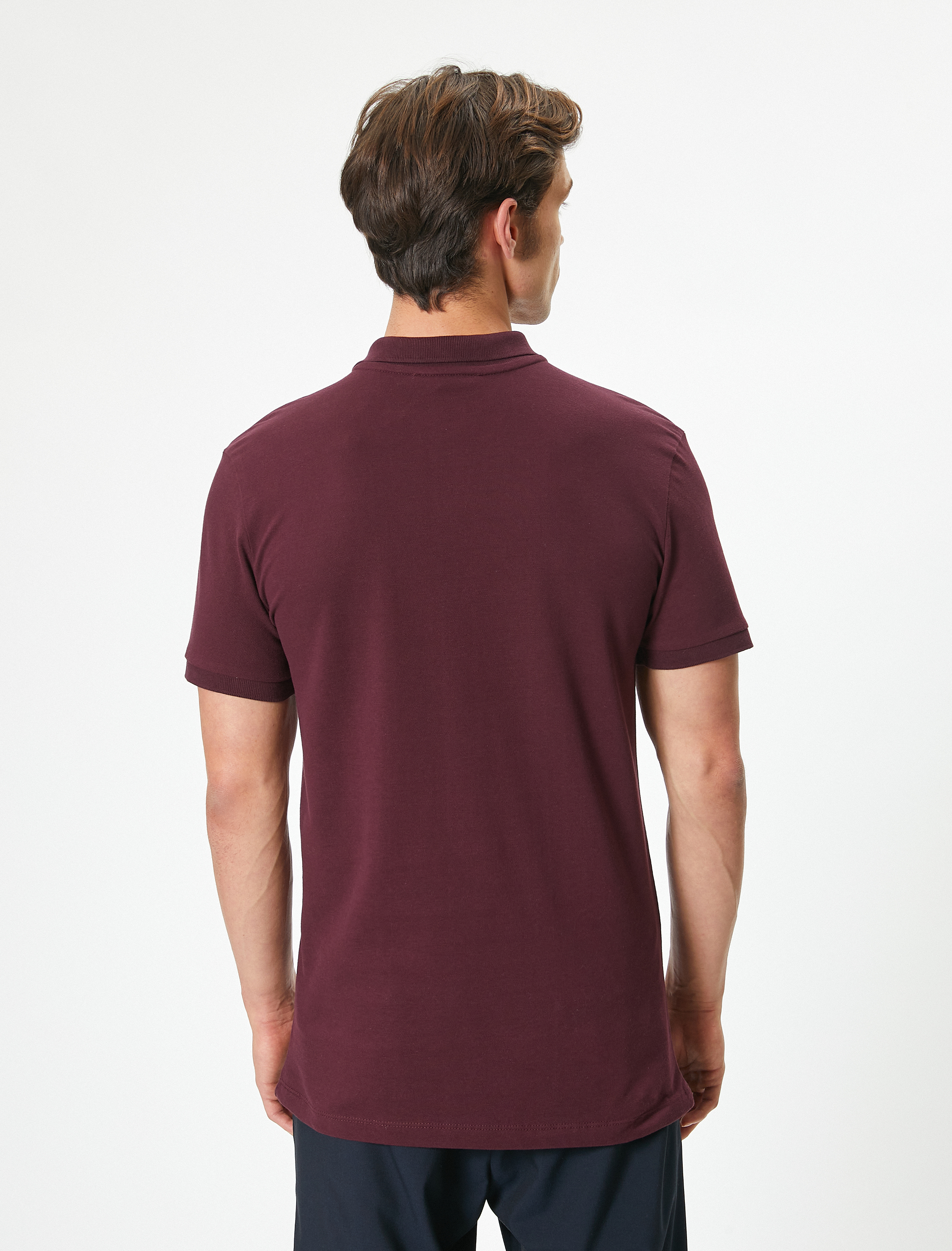   Polo Yaka Tişört Slim Fit Düğmeli Kısa Kollu