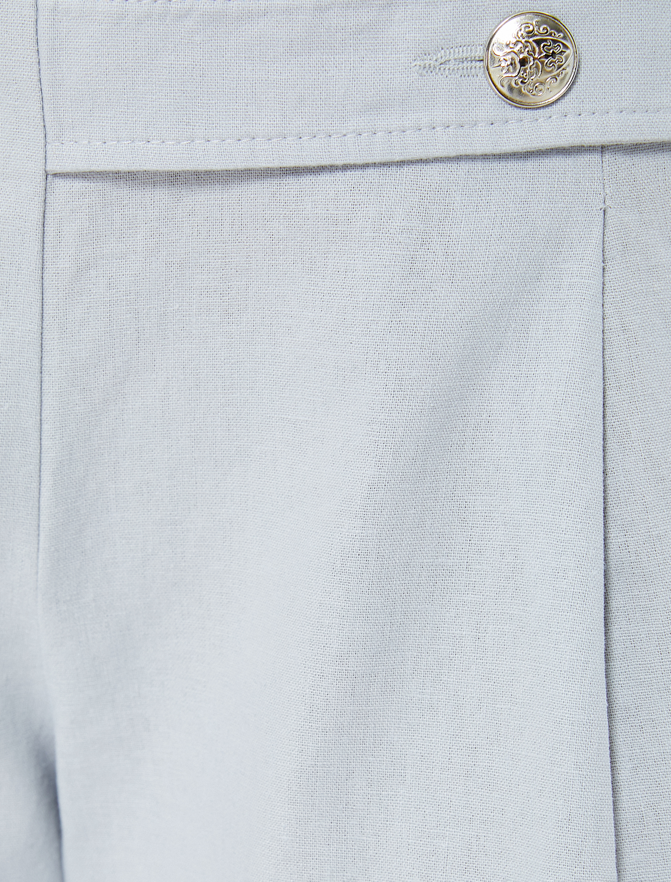   Keten Karışımlı Geniş Paça Pantolon Yüksek Bel Kemer Detaylı