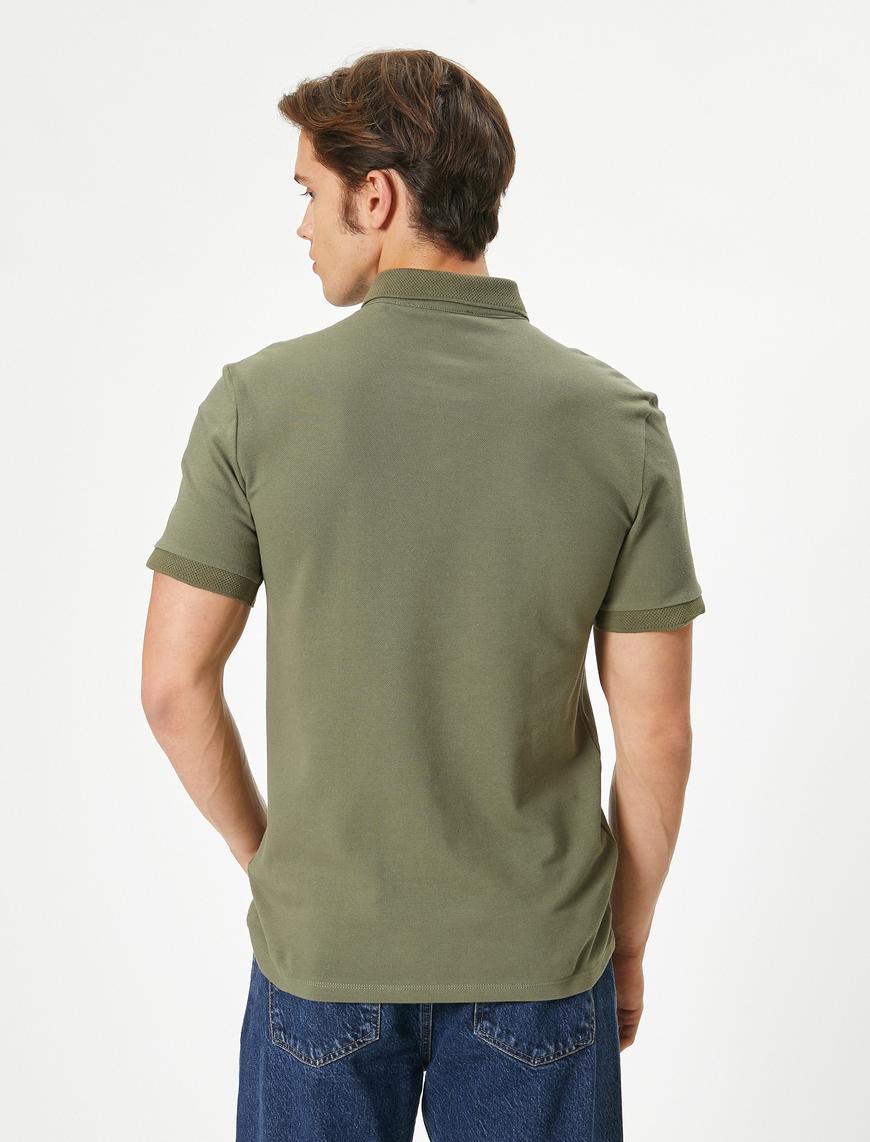   Polo Yaka Tişört Slim Fit Çıt Çıt Düğme Detaylı Kısa Kollu Pamuklu