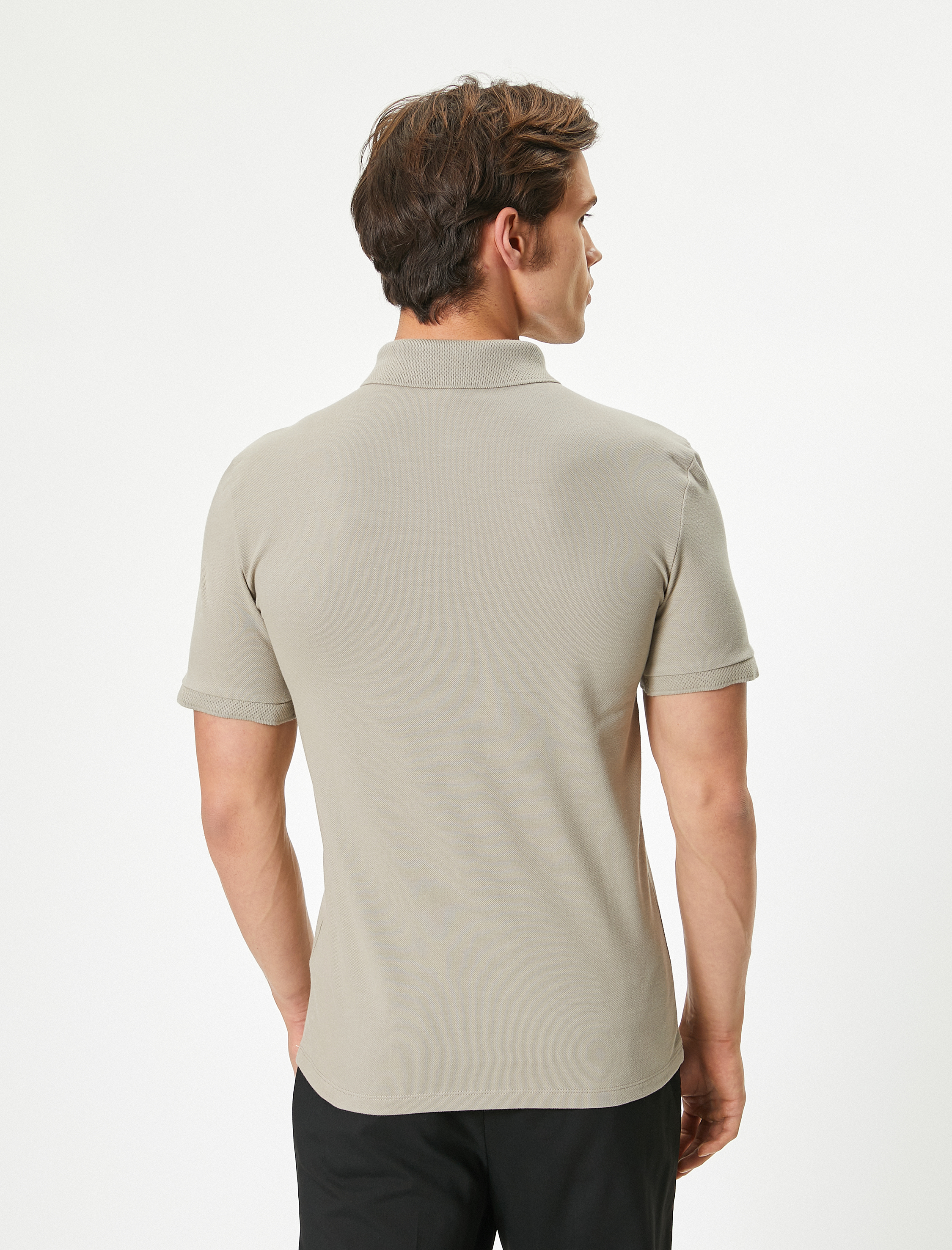   Polo Yaka Tişört Slim Fit Çıt Çıt Düğme Detaylı Kısa Kollu Pamuklu