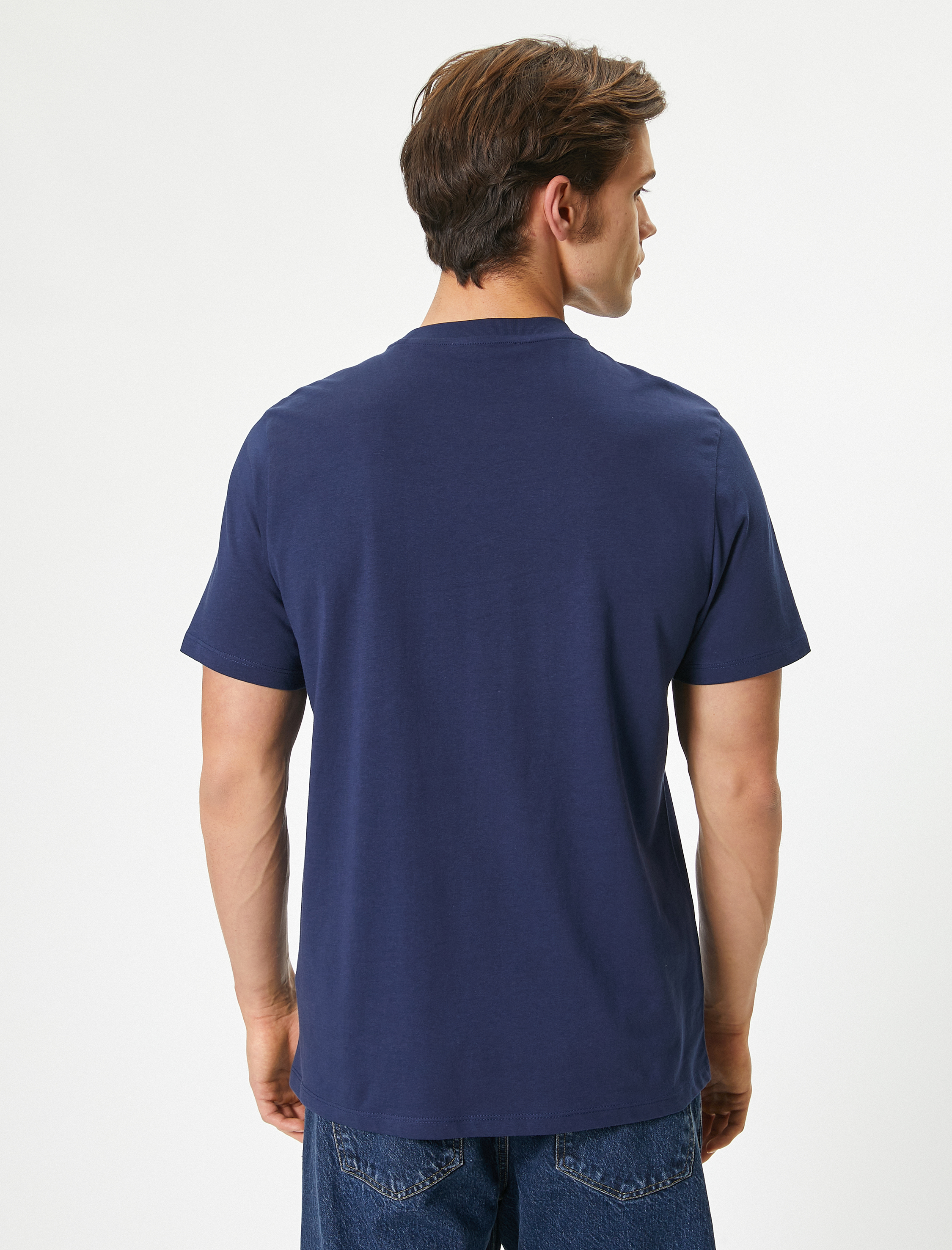   Slogan Baskılı Tişört Kısa Kollu Bisiklet Yaka Pamuklu