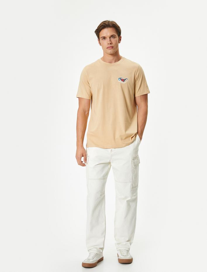  Baskılı Tişört Kısa Kollu Bisiklet Yaka Pamuklu