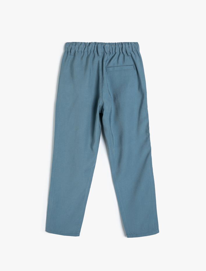 Erkek Çocuk Basic Pantolon Cepli Beli Bağlamalı Viskon Kumaş