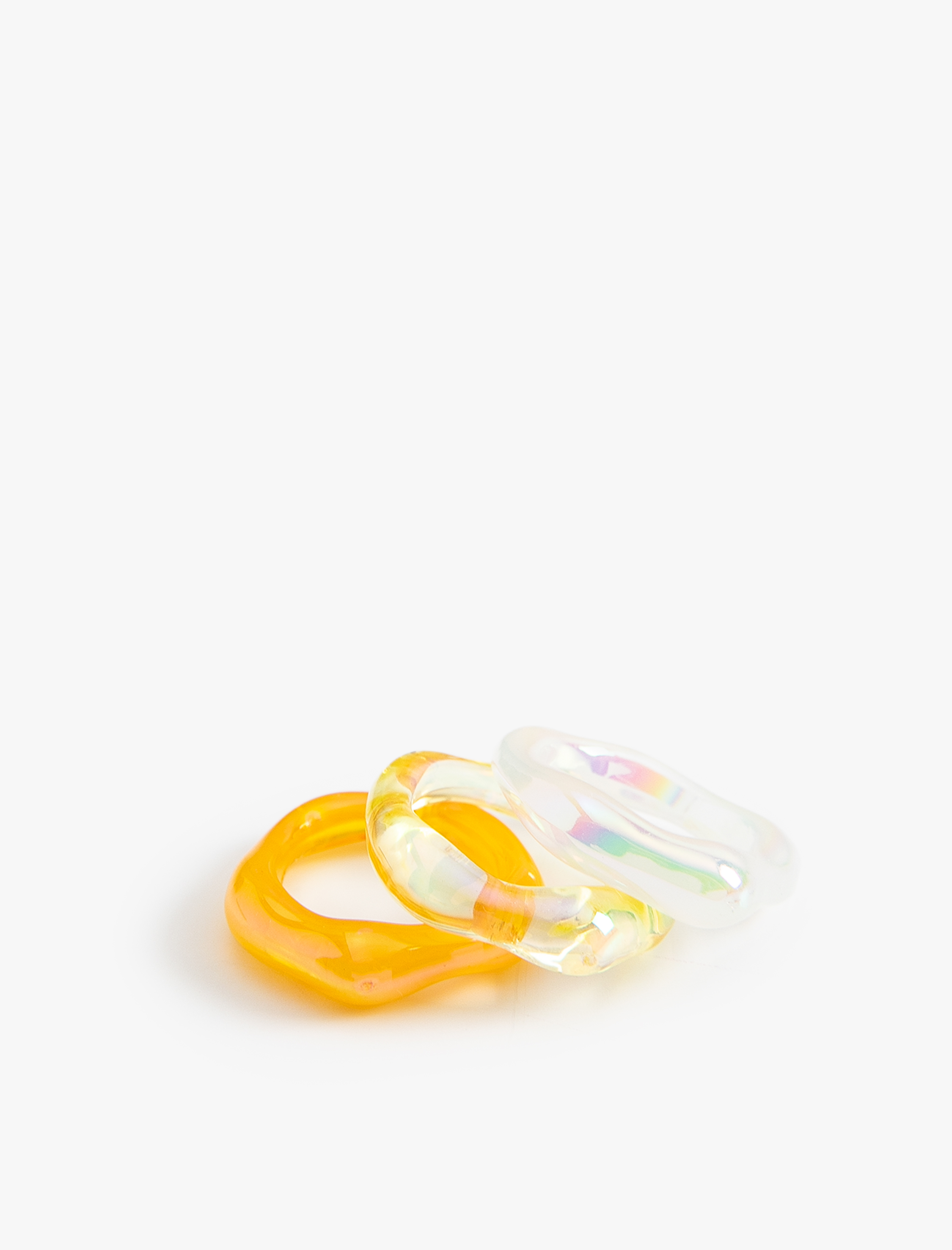  Kadın Renkli Parlak Yüzük Seti 3'lü Plastik