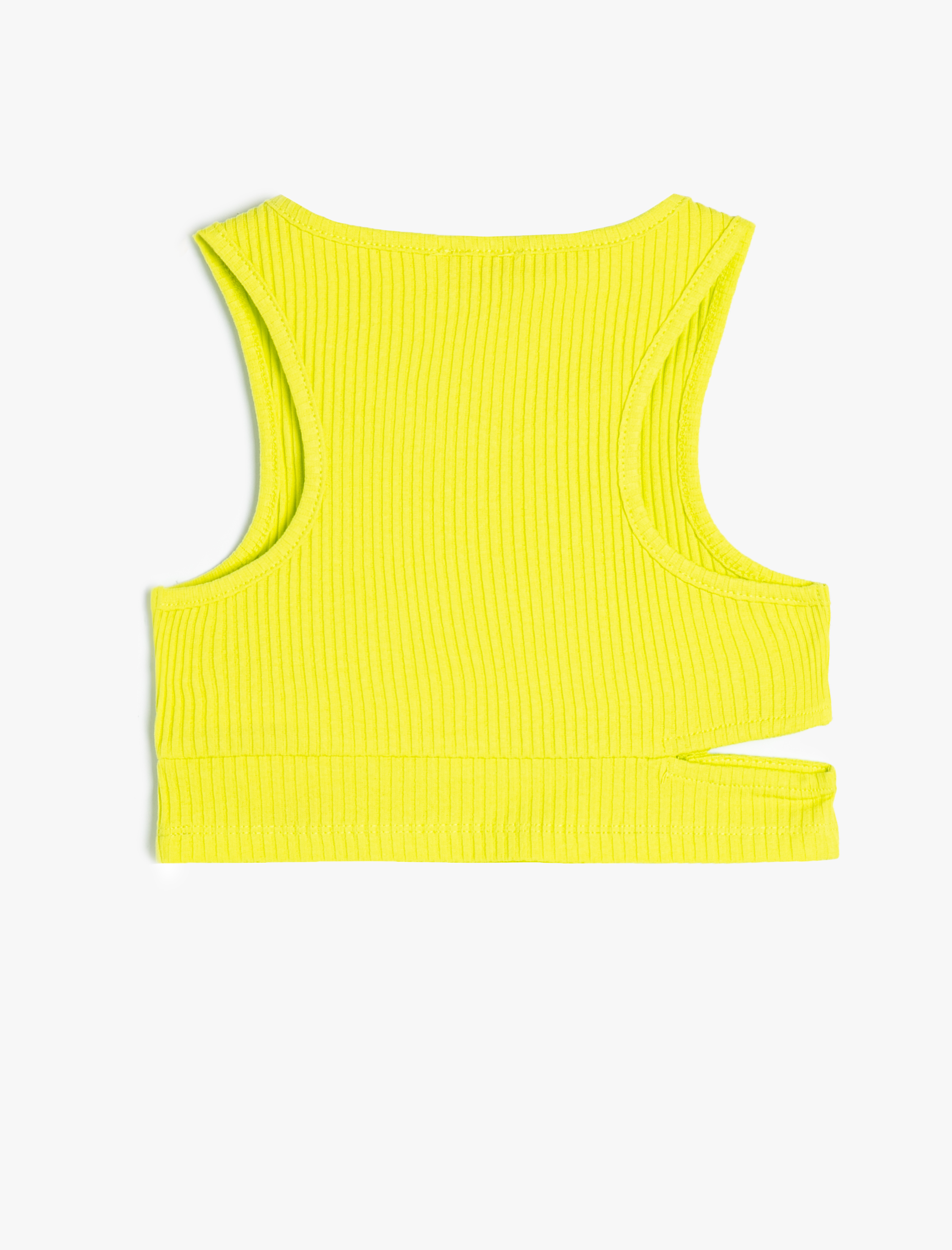  Kız Çocuk Basic Crop Atlet Kolsuz Pencere Detaylı Yuvarlak Yaka Pamuklu