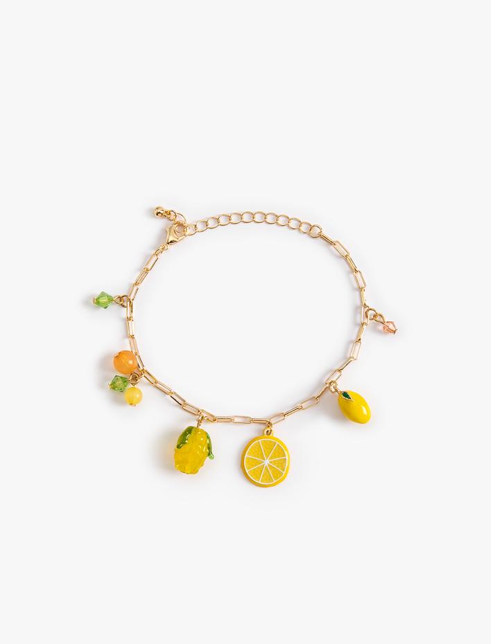 Kadın Zincir Bileklik Limon Detaylı Sallantılı