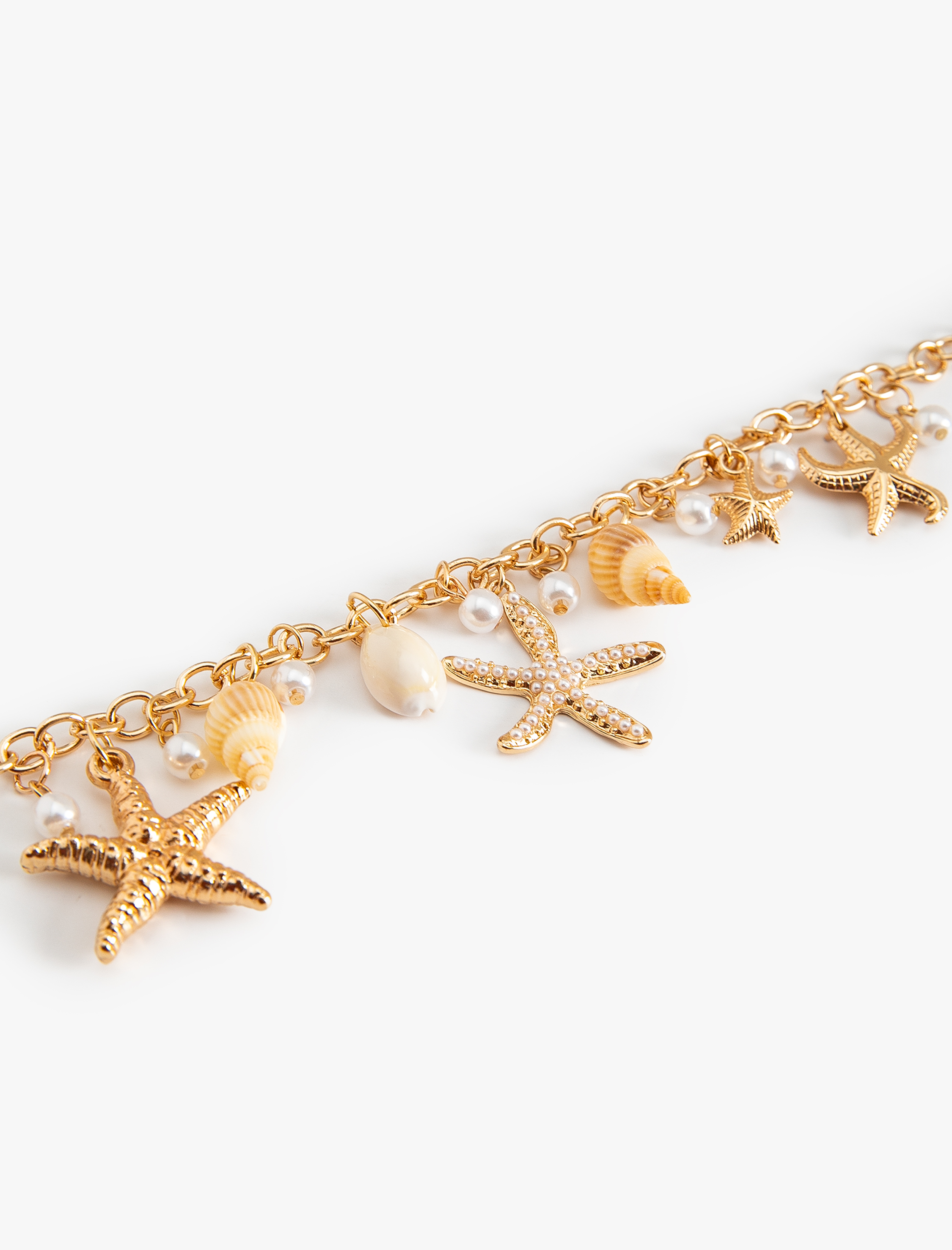  Kadın Zincir Bileklik Deniz Kabuğu Detaylı Sallantılı