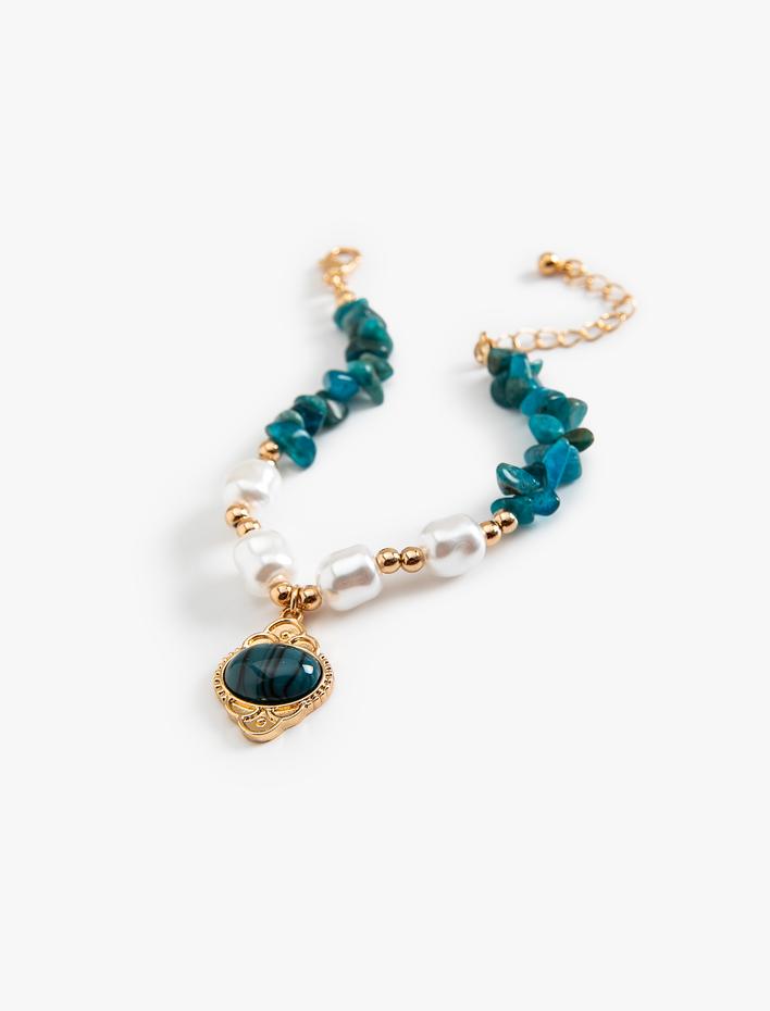 Kadın Taşlı Bileklik Boncuk Detaylı