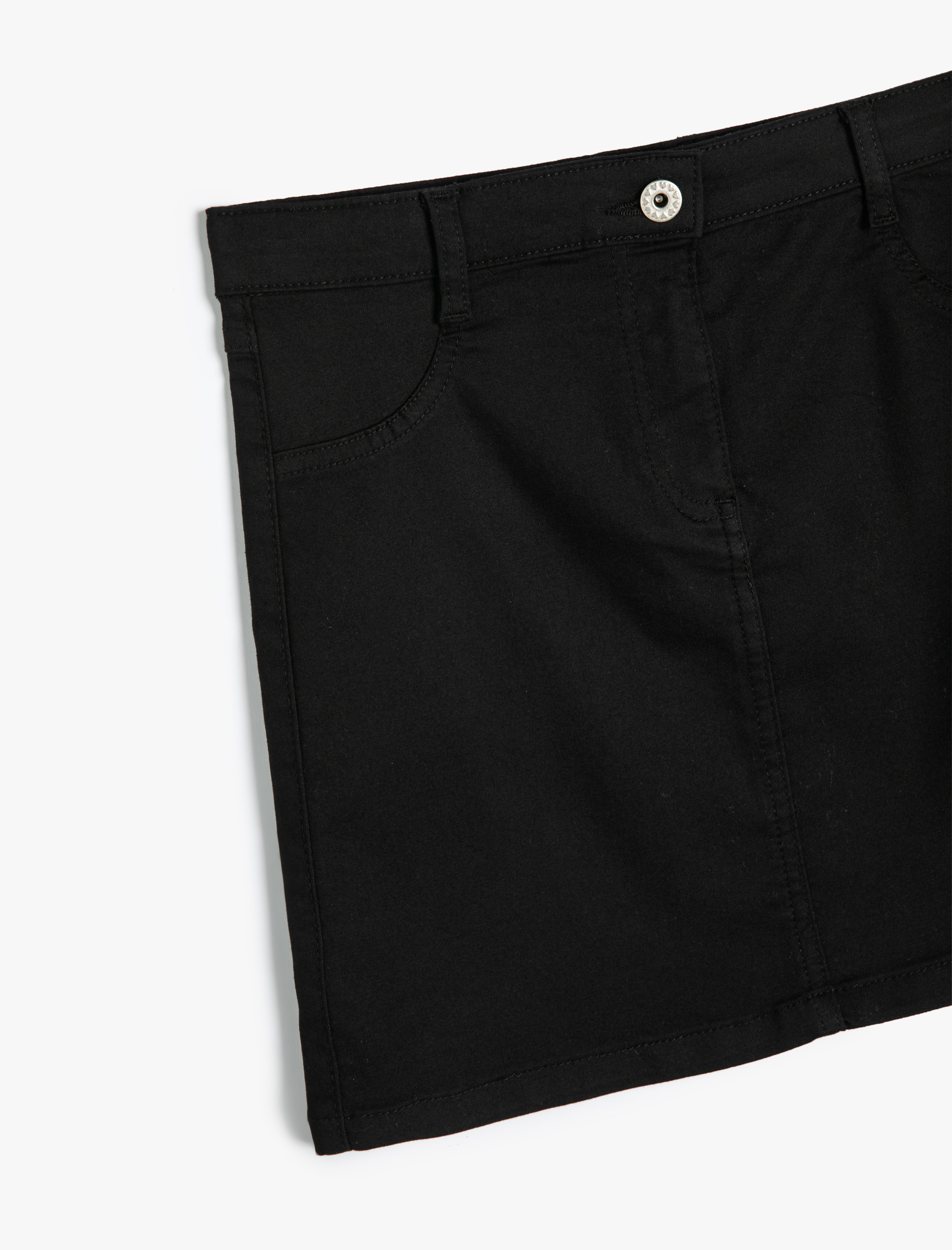  Kız Çocuk Basic Etek Cepli Düğme Detaylı Pamuk Karışımlı