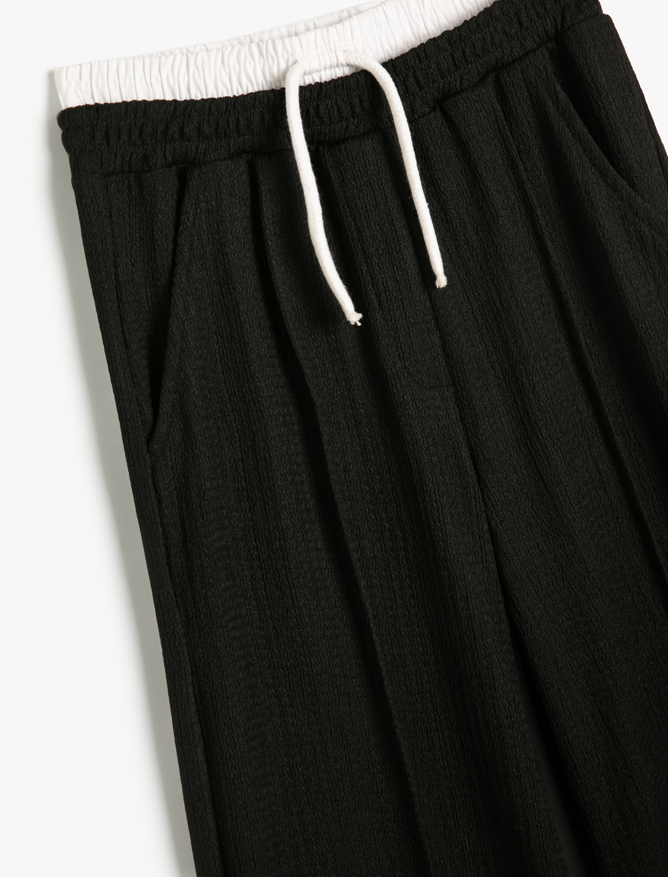  Kız Çocuk Basic Pantolon Beli Lastikli Bağlamalı Dokulu Cep Detaylı